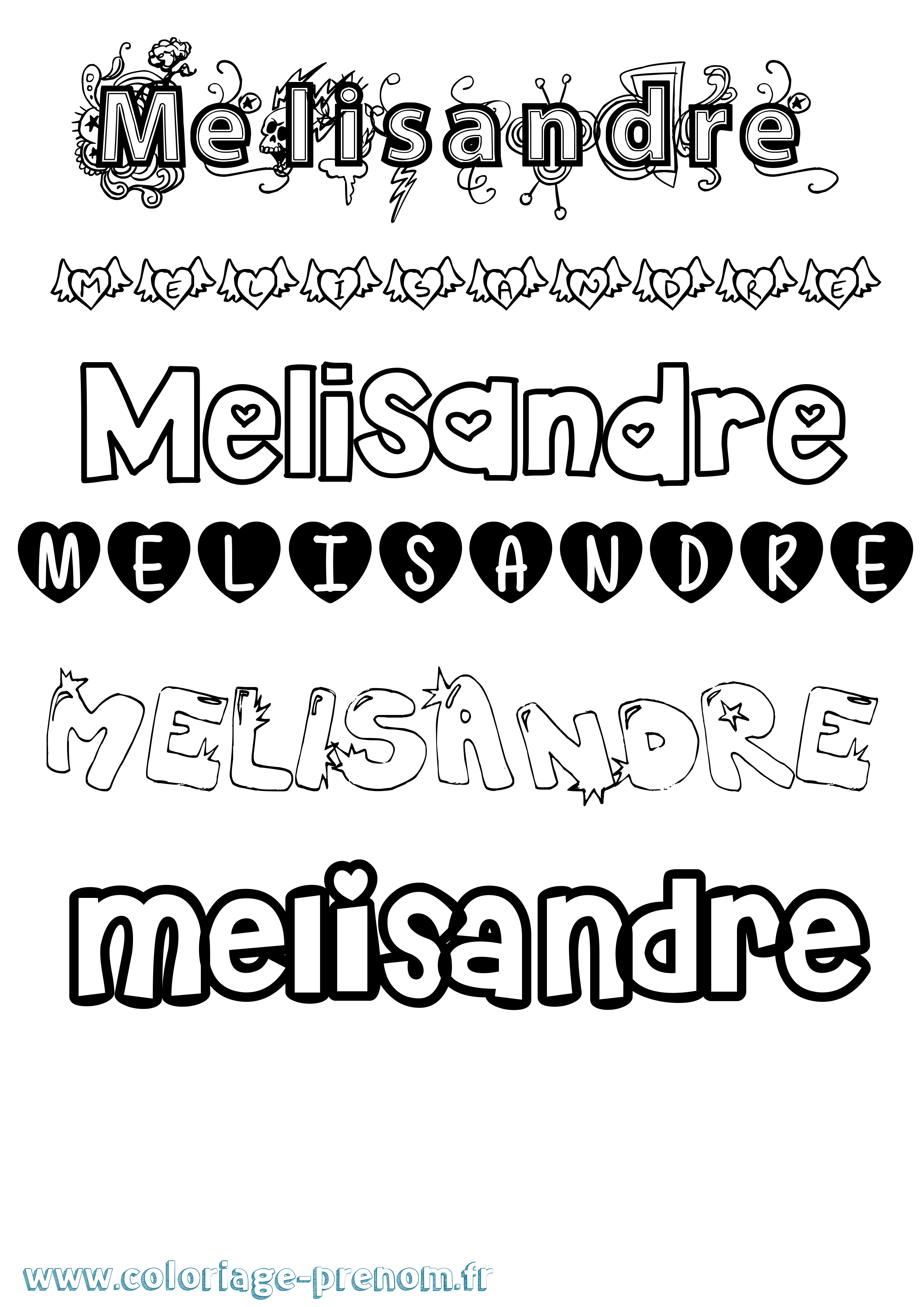 Coloriage Melisandre Girly Coloriage prénom Melisandre Girly