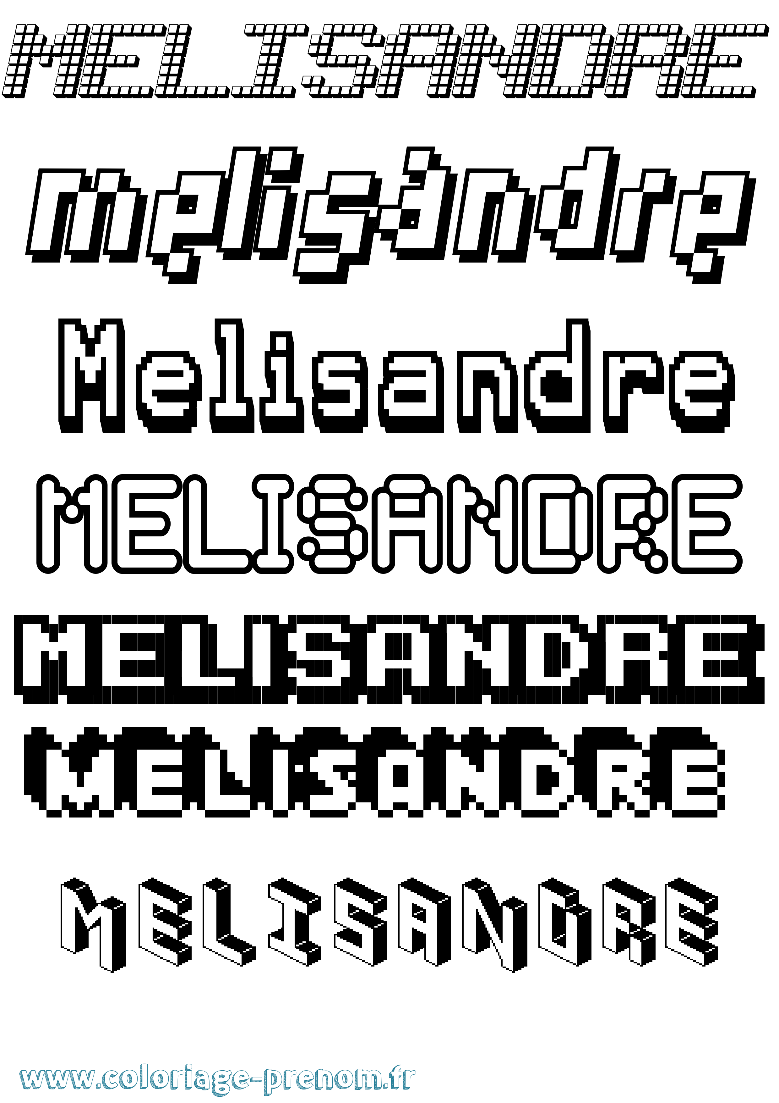 Coloriage Melisandre Pixel Coloriage prénom Melisandre Pixel