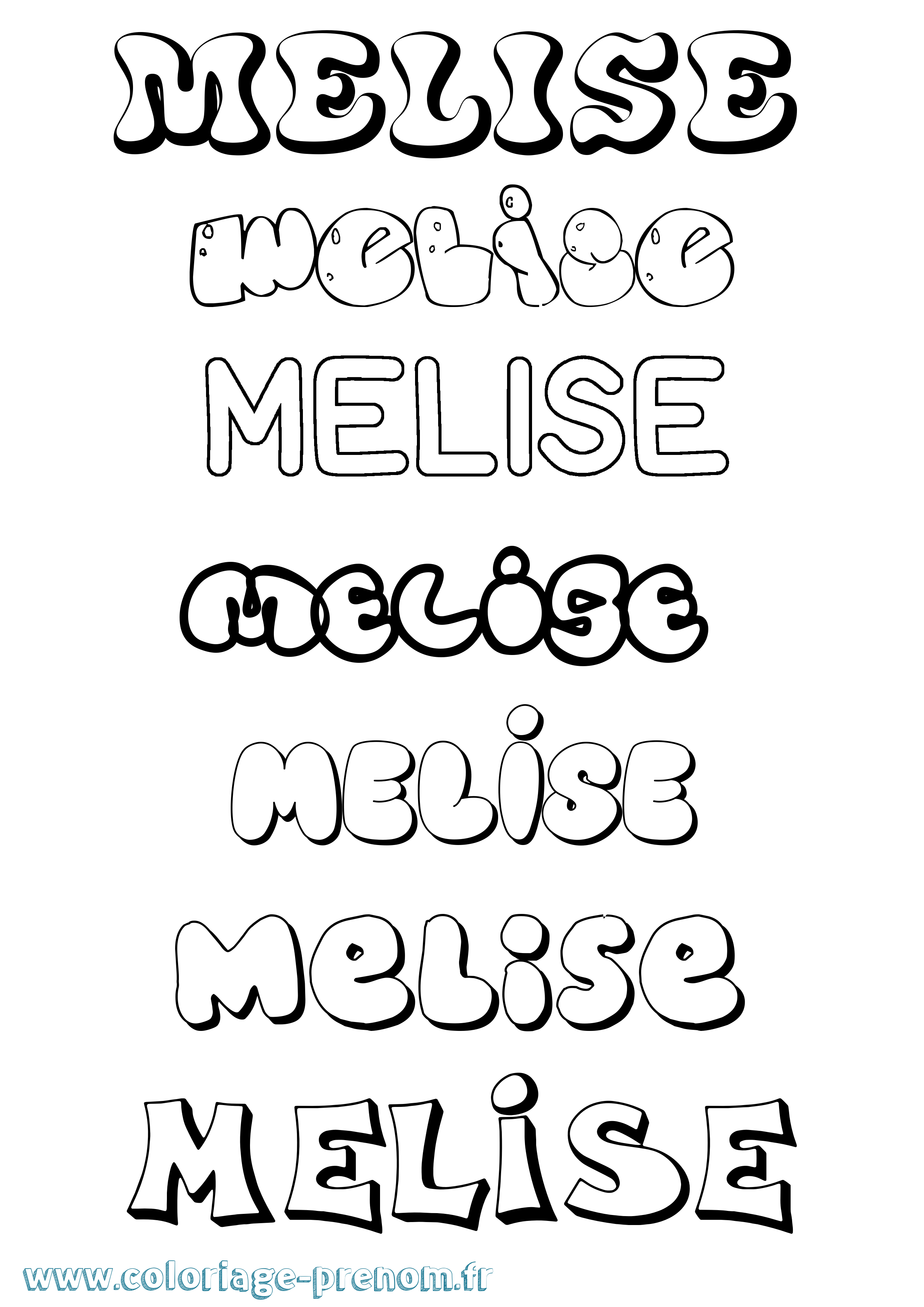 Coloriage Melise Bubble Coloriage prénom Melise Bubble