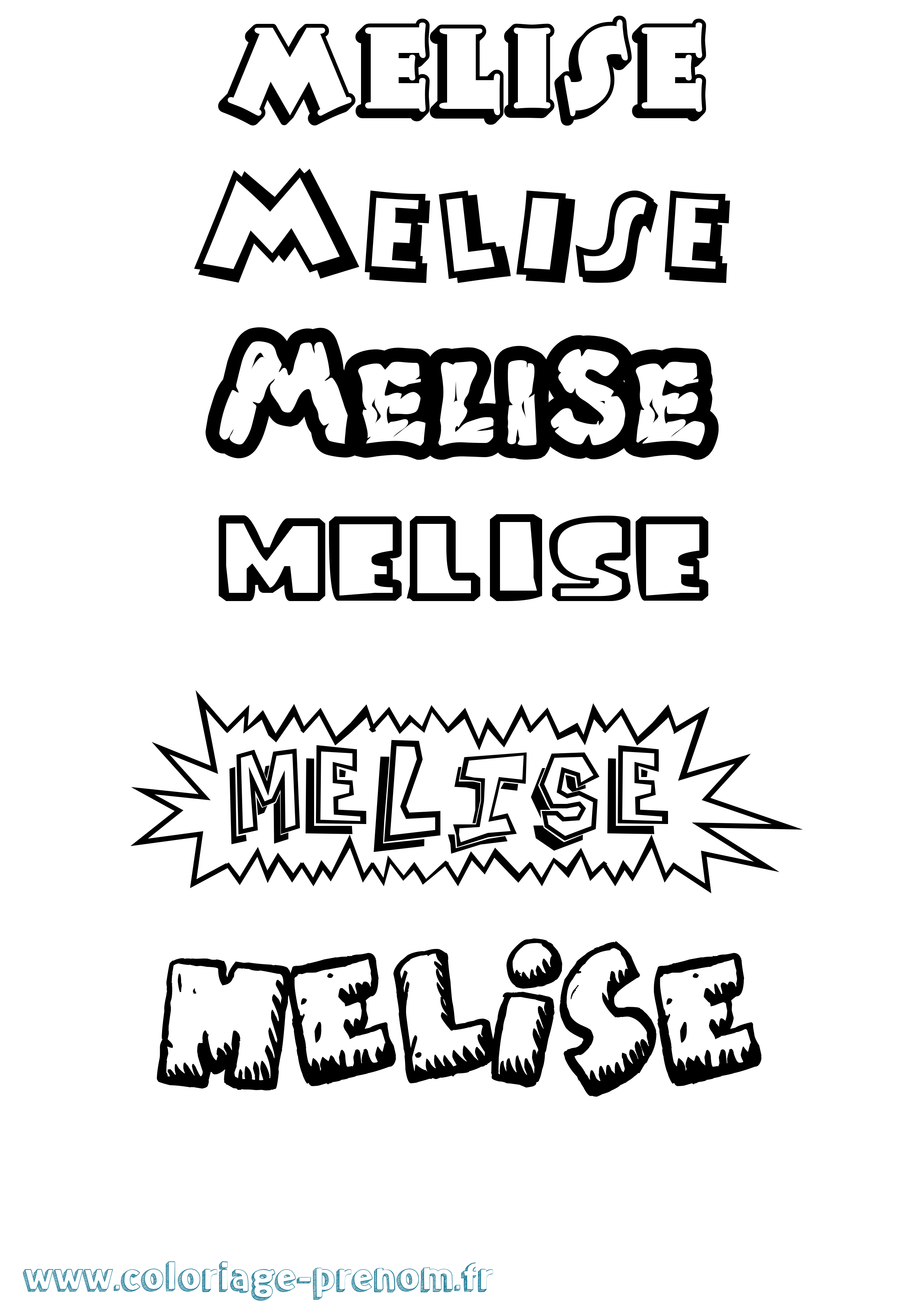 Coloriage Melise Dessin Animé Coloriage prénom Melise Dessin Animé