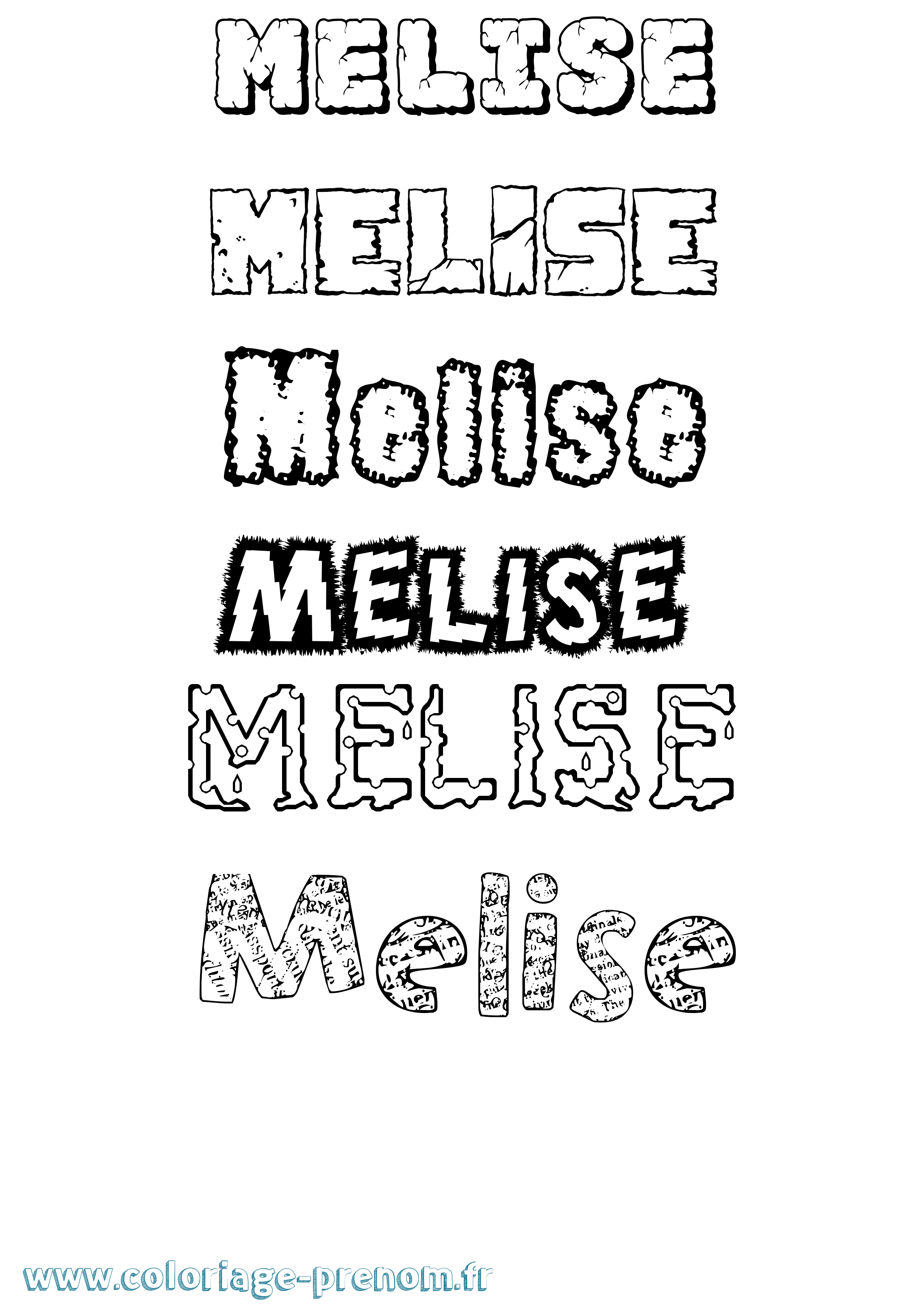 Coloriage Melise Destructuré Coloriage prénom Melise Destructuré