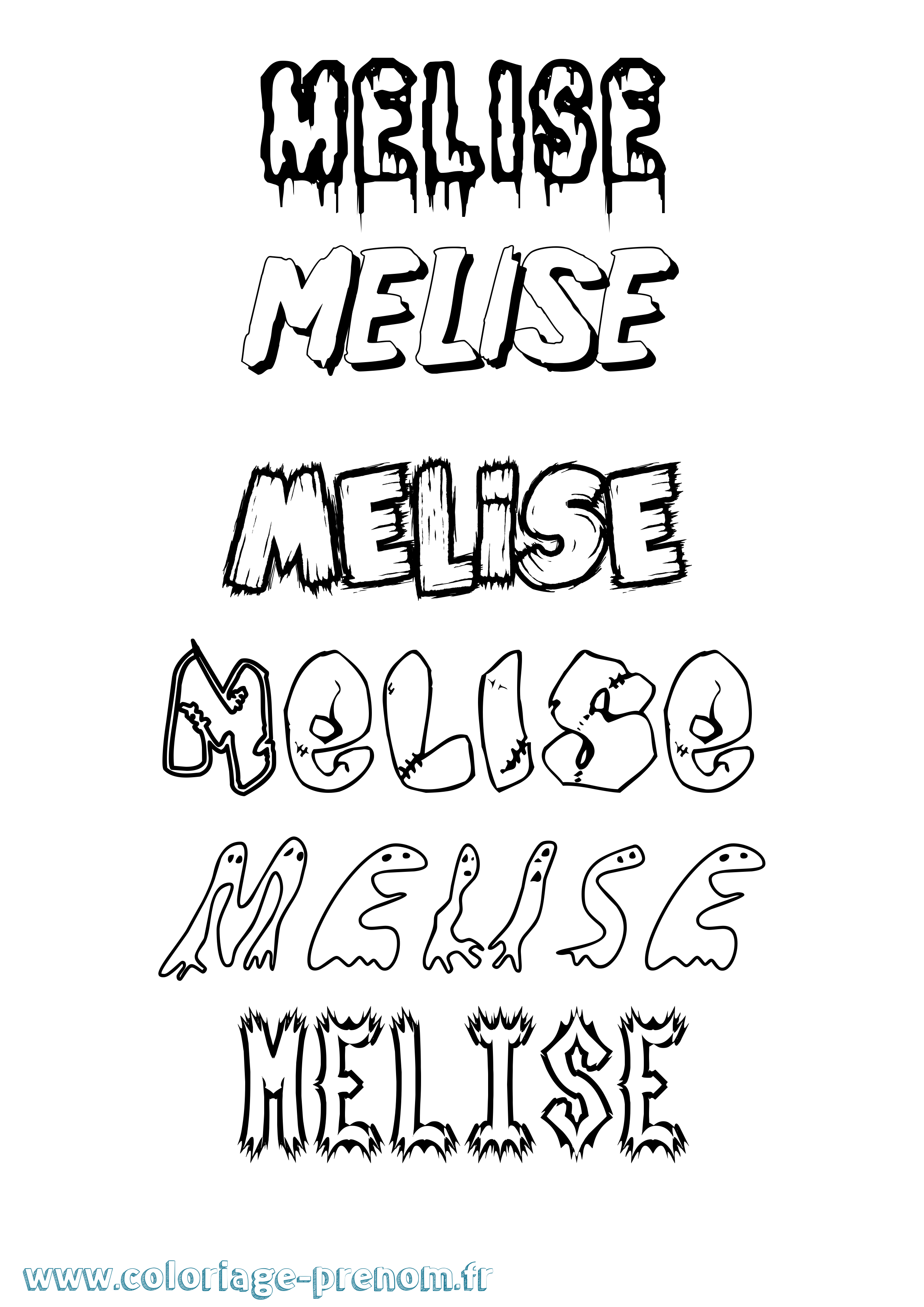 Coloriage Melise Frisson Coloriage prénom Melise Frisson