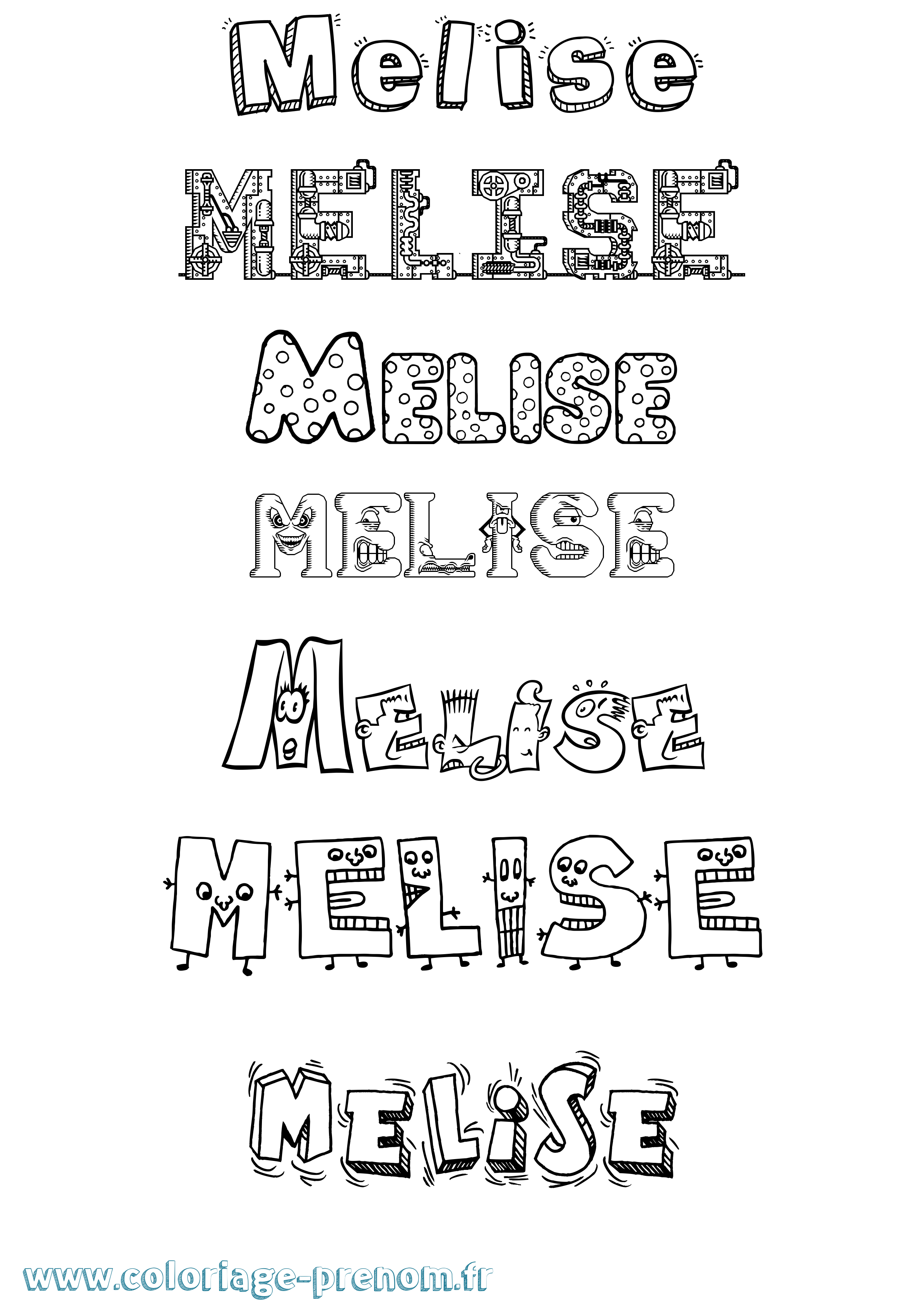 Coloriage Melise Fun Coloriage prénom Melise Fun