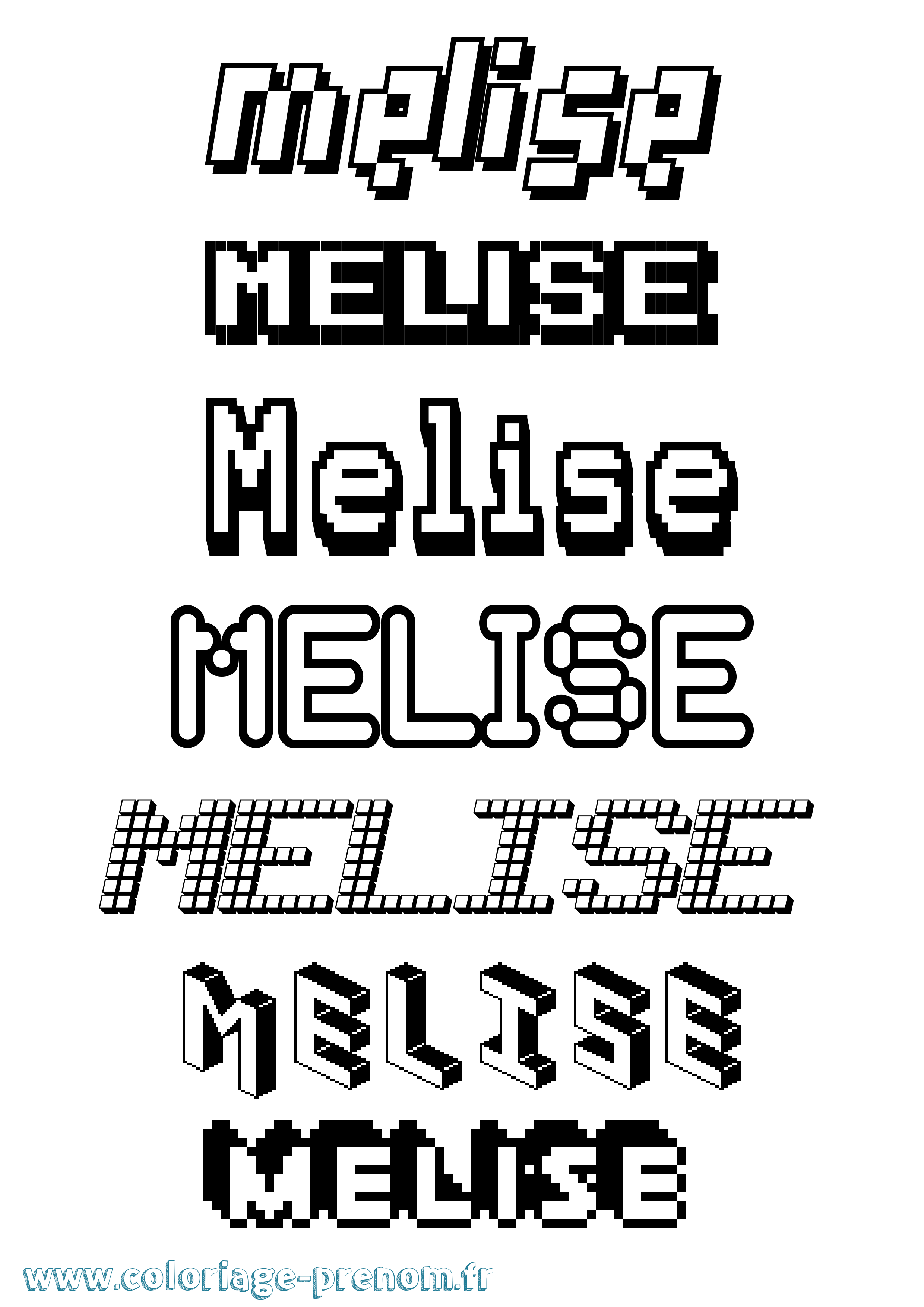 Coloriage Melise Pixel Coloriage prénom Melise Pixel