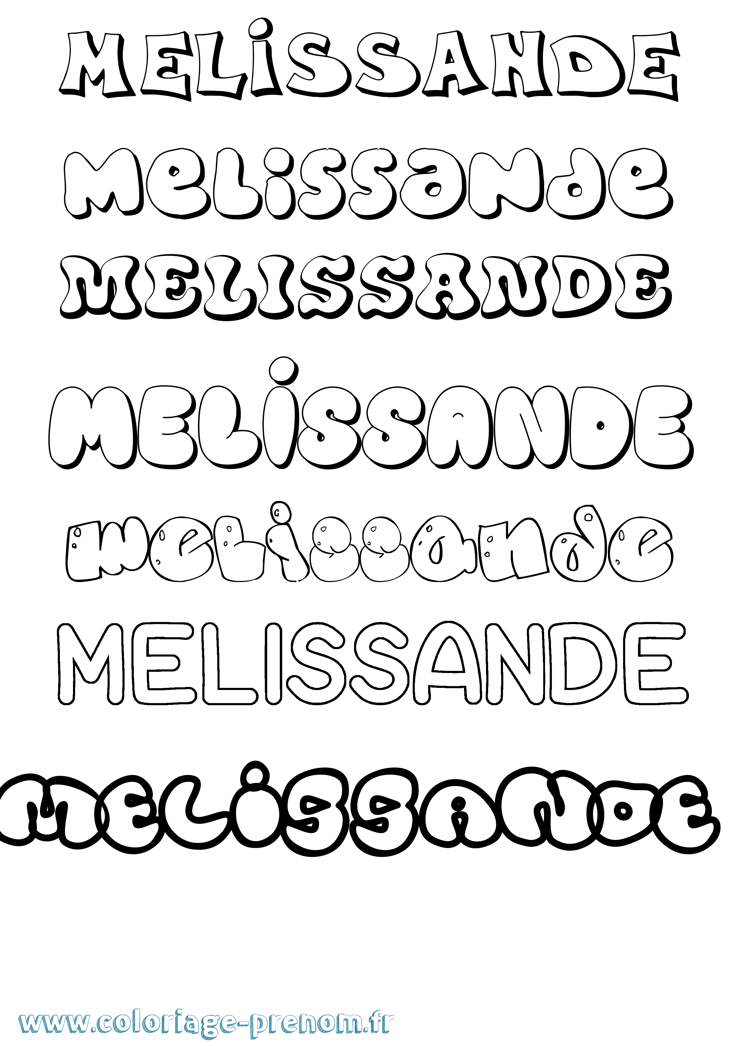 Coloriage Melissande Bubble Coloriage prénom Melissande Bubble