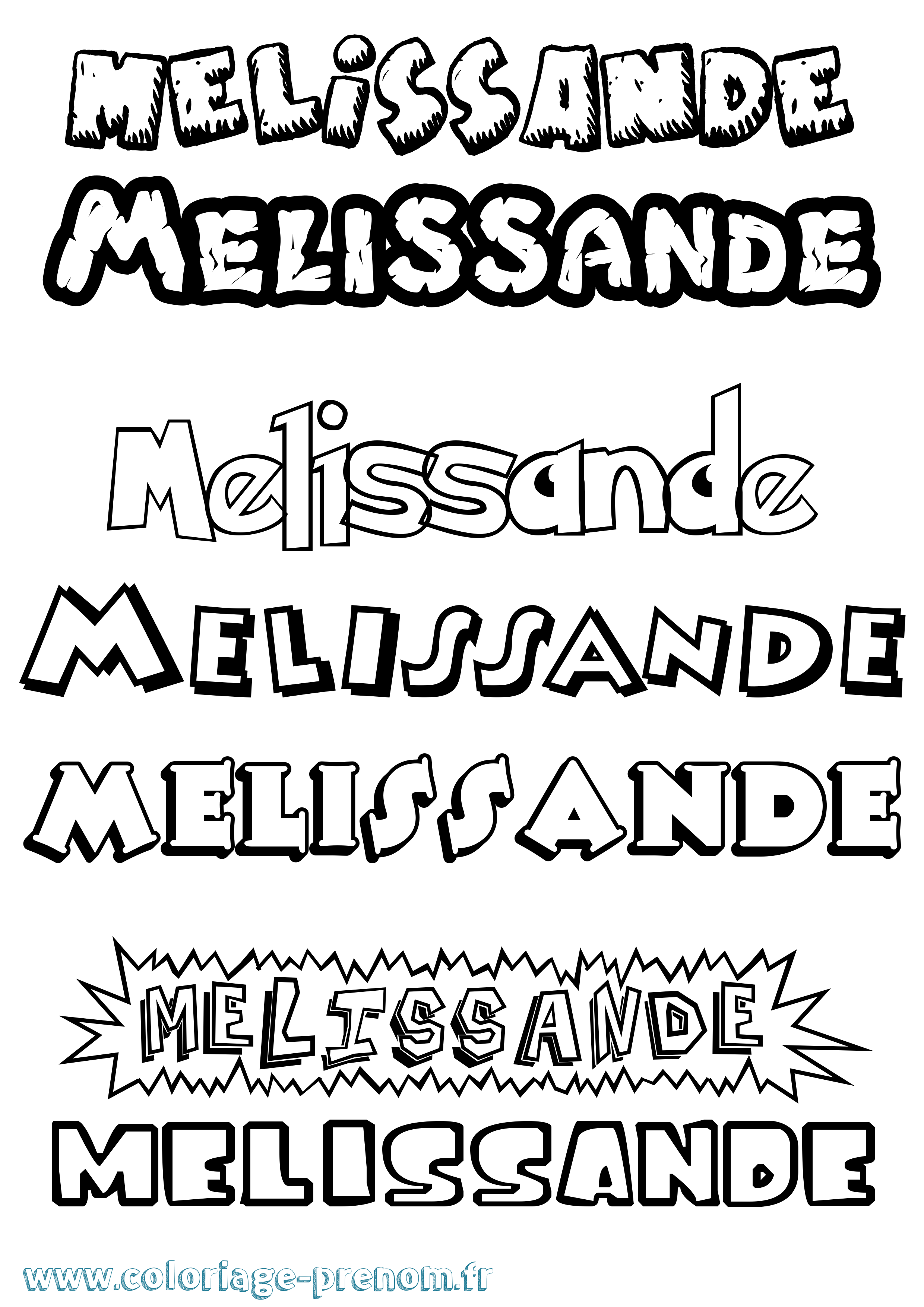 Coloriage Melissande Dessin Animé Coloriage prénom Melissande Dessin Animé