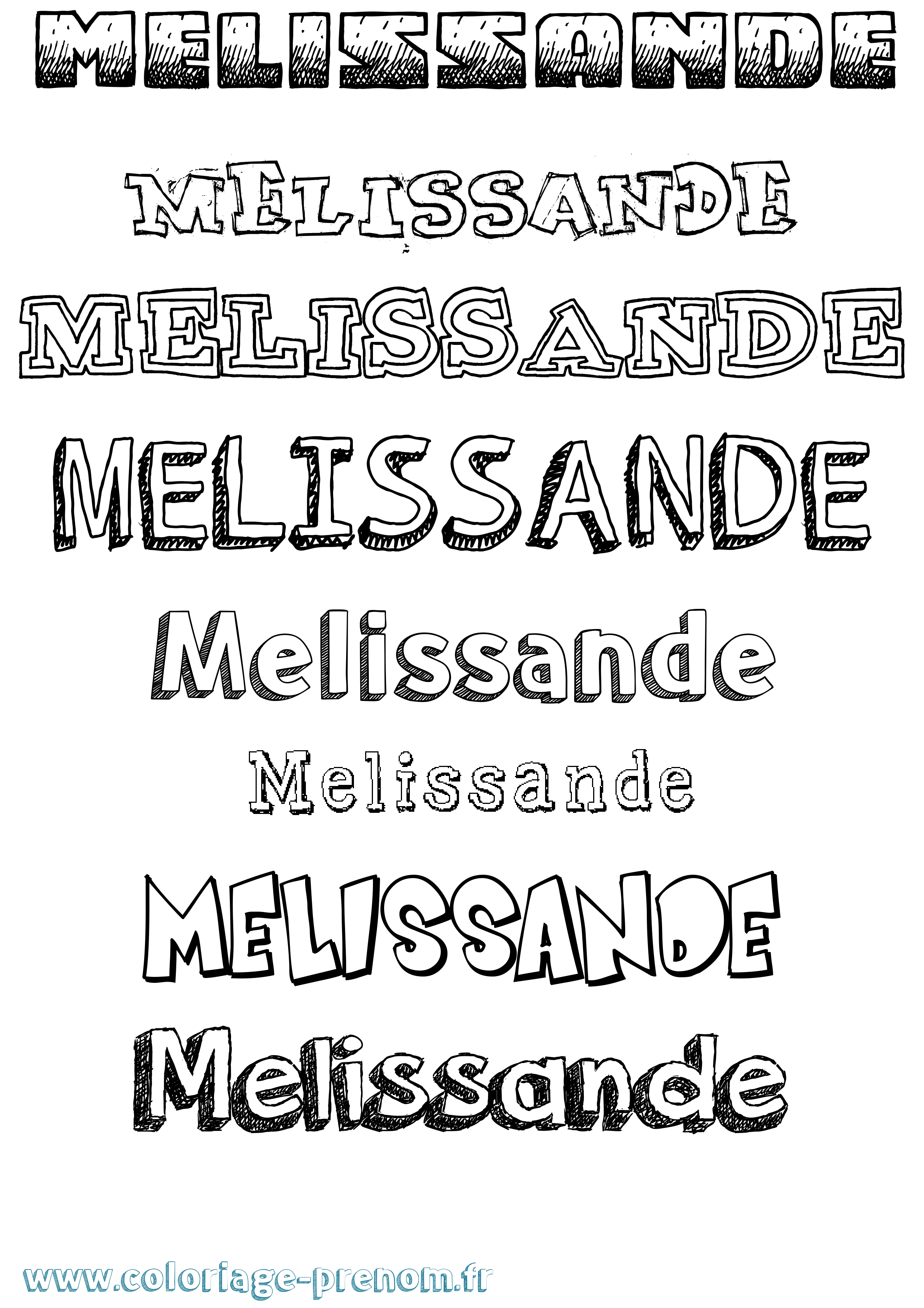 Coloriage Melissande Dessiné Coloriage prénom Melissande Dessiné