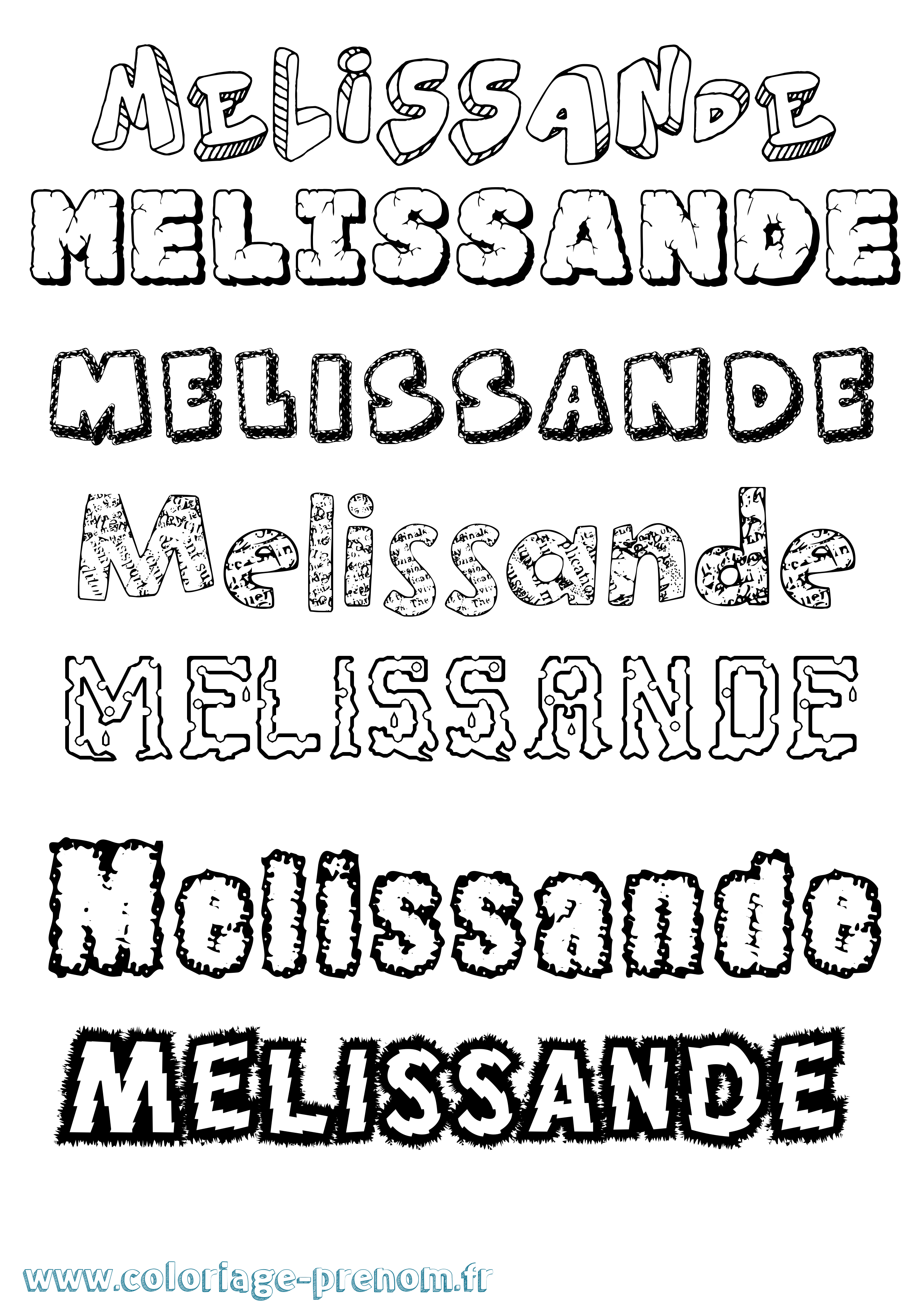 Coloriage Melissande Destructuré Coloriage prénom Melissande Destructuré