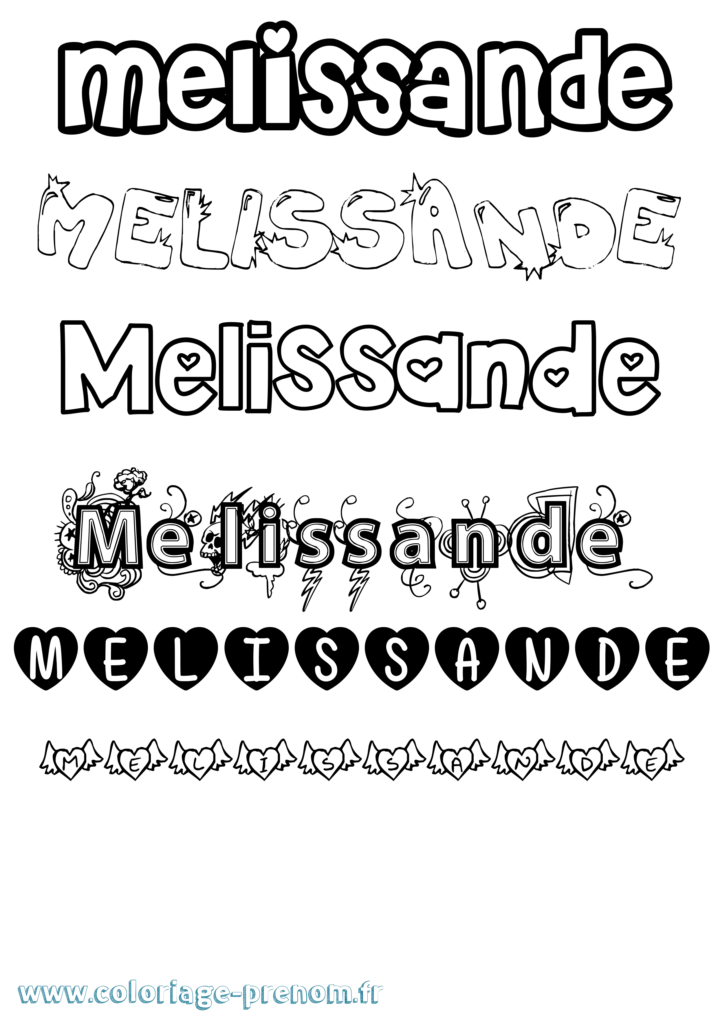 Coloriage Melissande Girly Coloriage prénom Melissande Girly