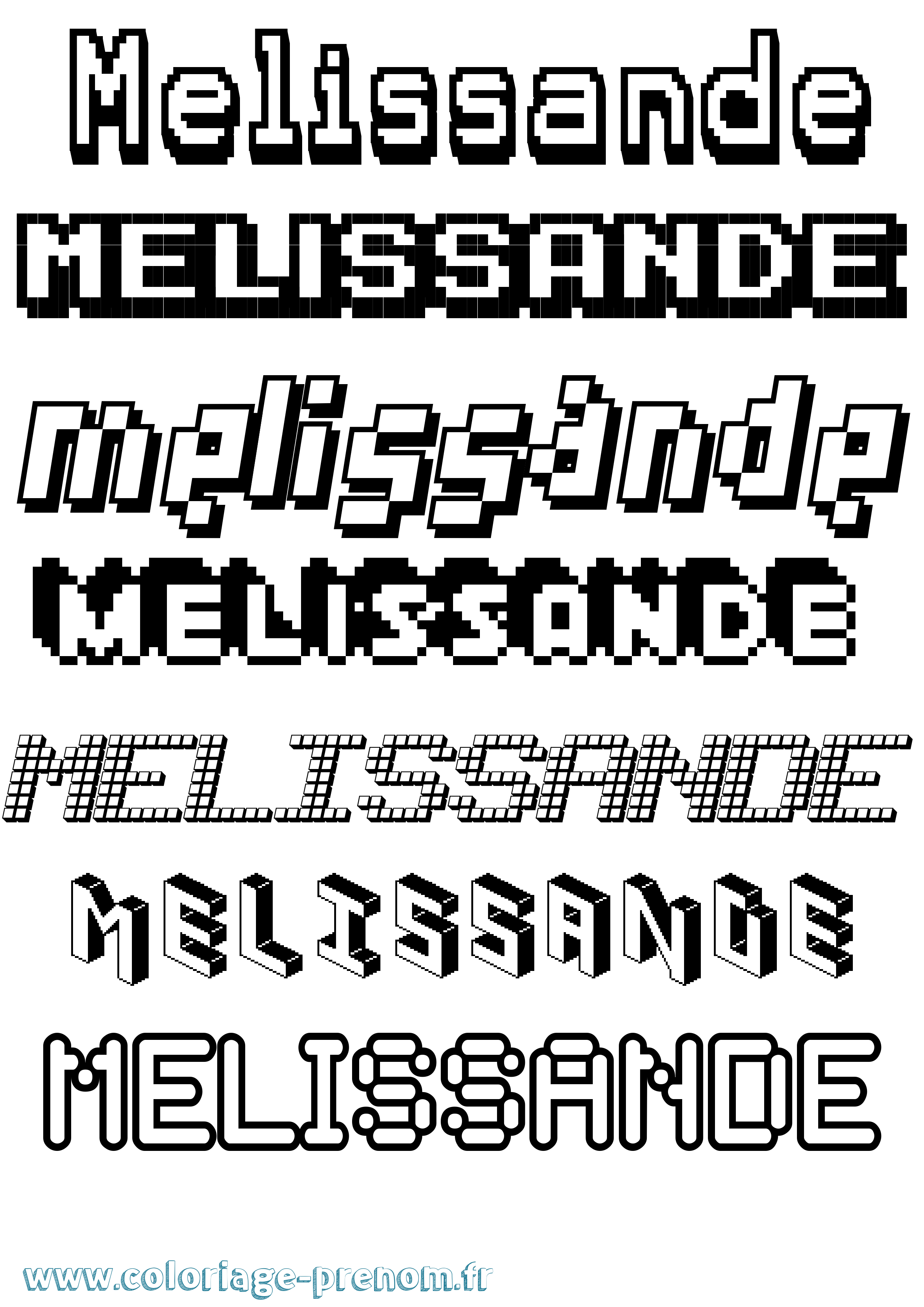 Coloriage Melissande Pixel Coloriage prénom Melissande Pixel