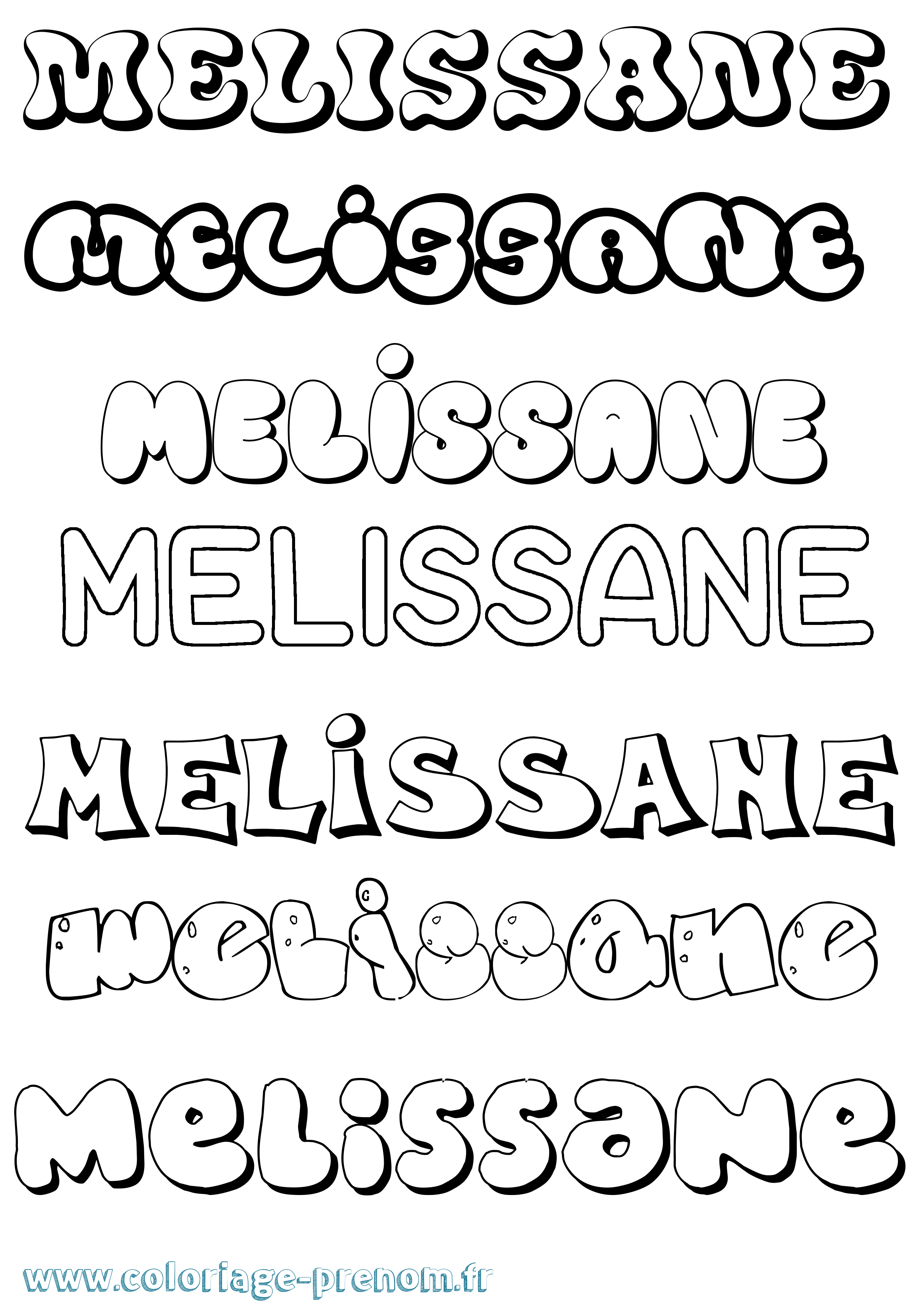 Coloriage Melissane Bubble Coloriage prénom Melissane Bubble