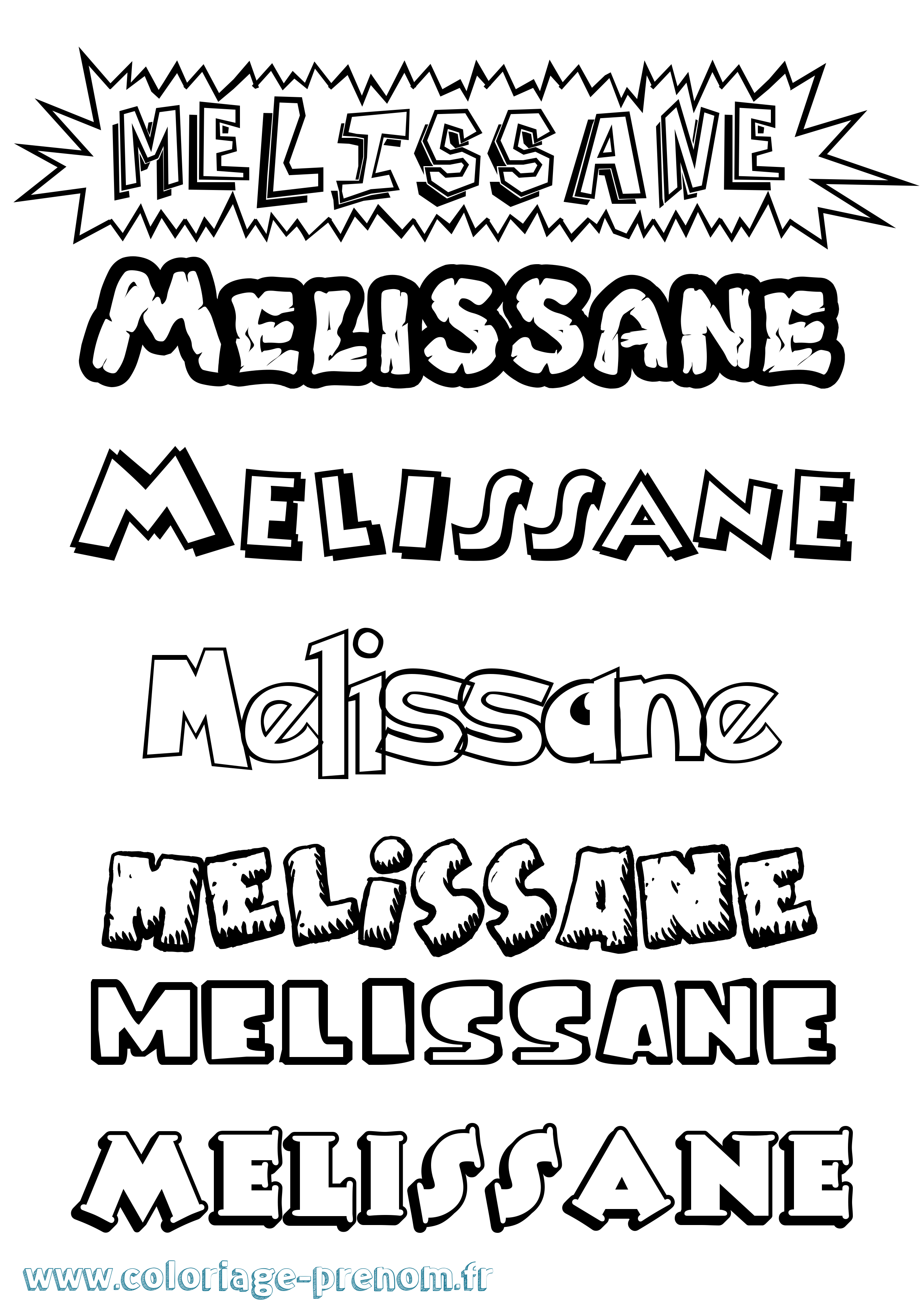 Coloriage Melissane Dessin Animé Coloriage prénom Melissane Dessin Animé