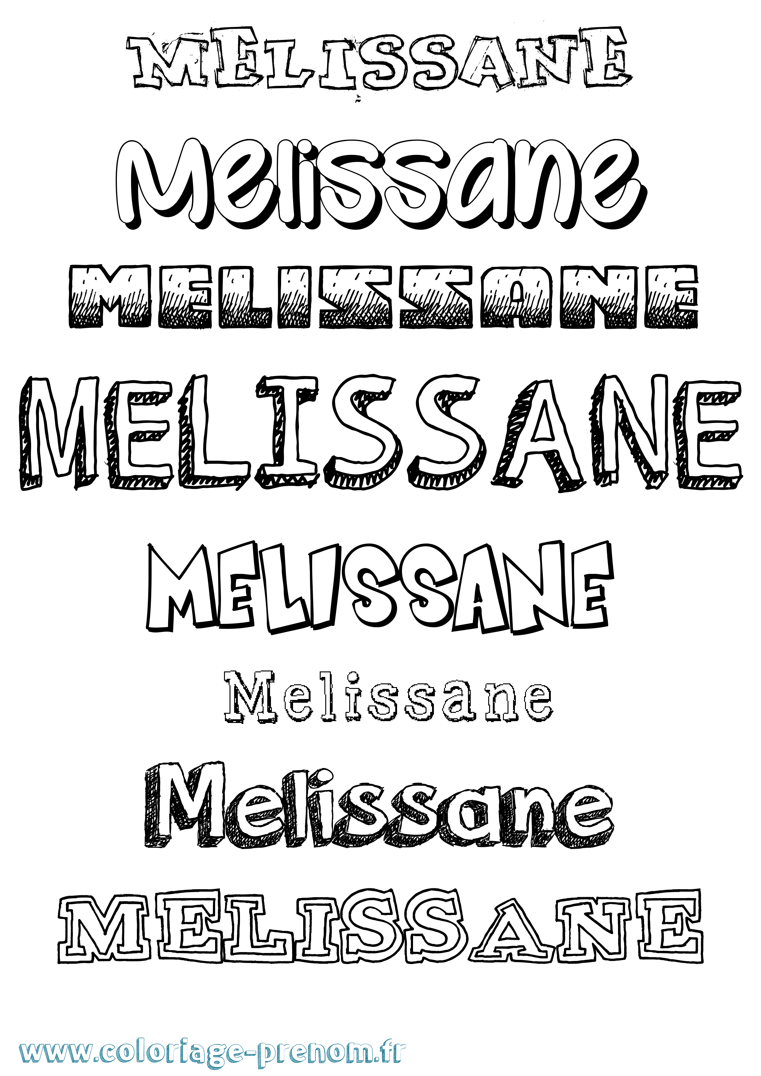 Coloriage Melissane Dessiné Coloriage prénom Melissane Dessiné