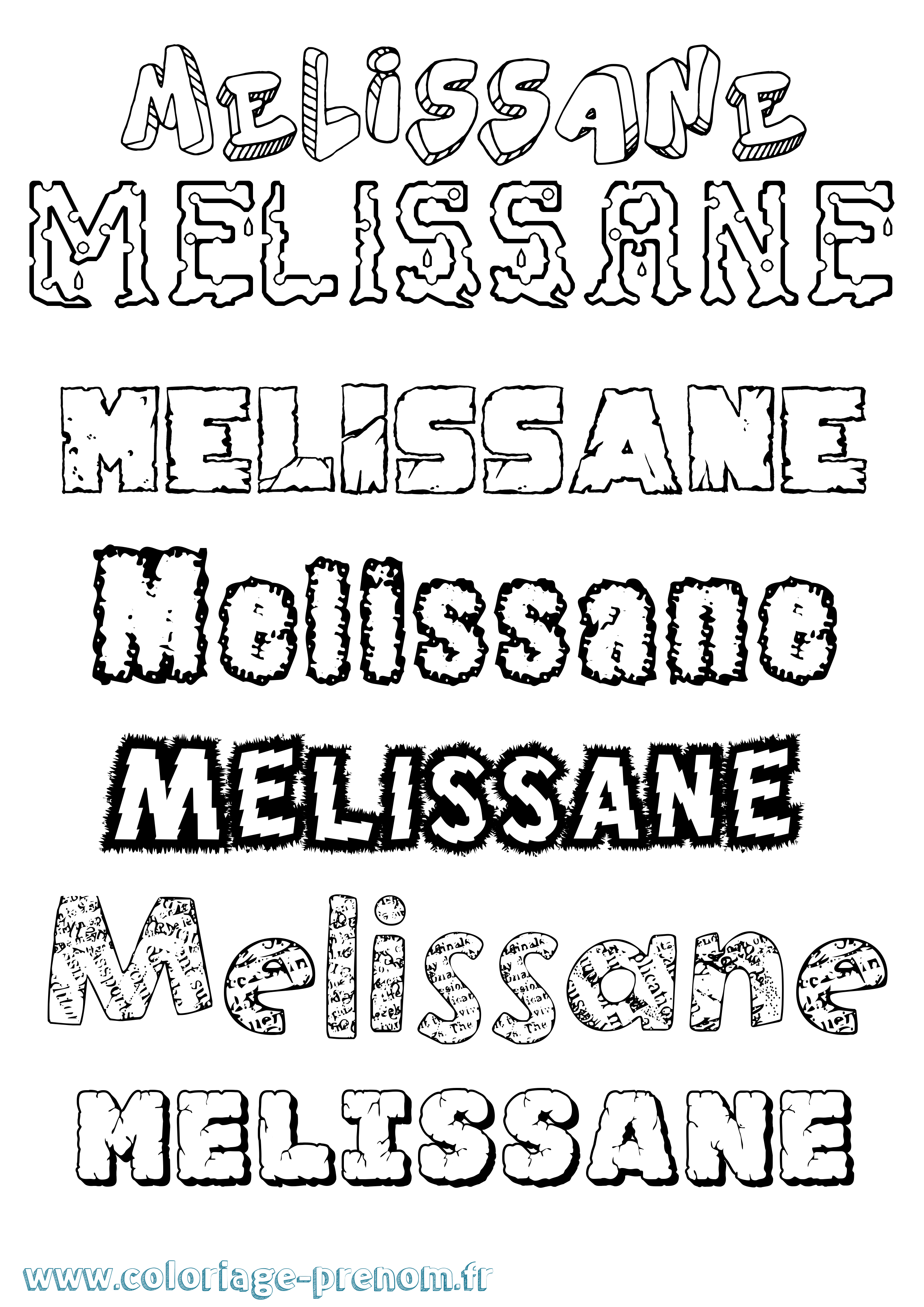 Coloriage Melissane Destructuré Coloriage prénom Melissane Destructuré