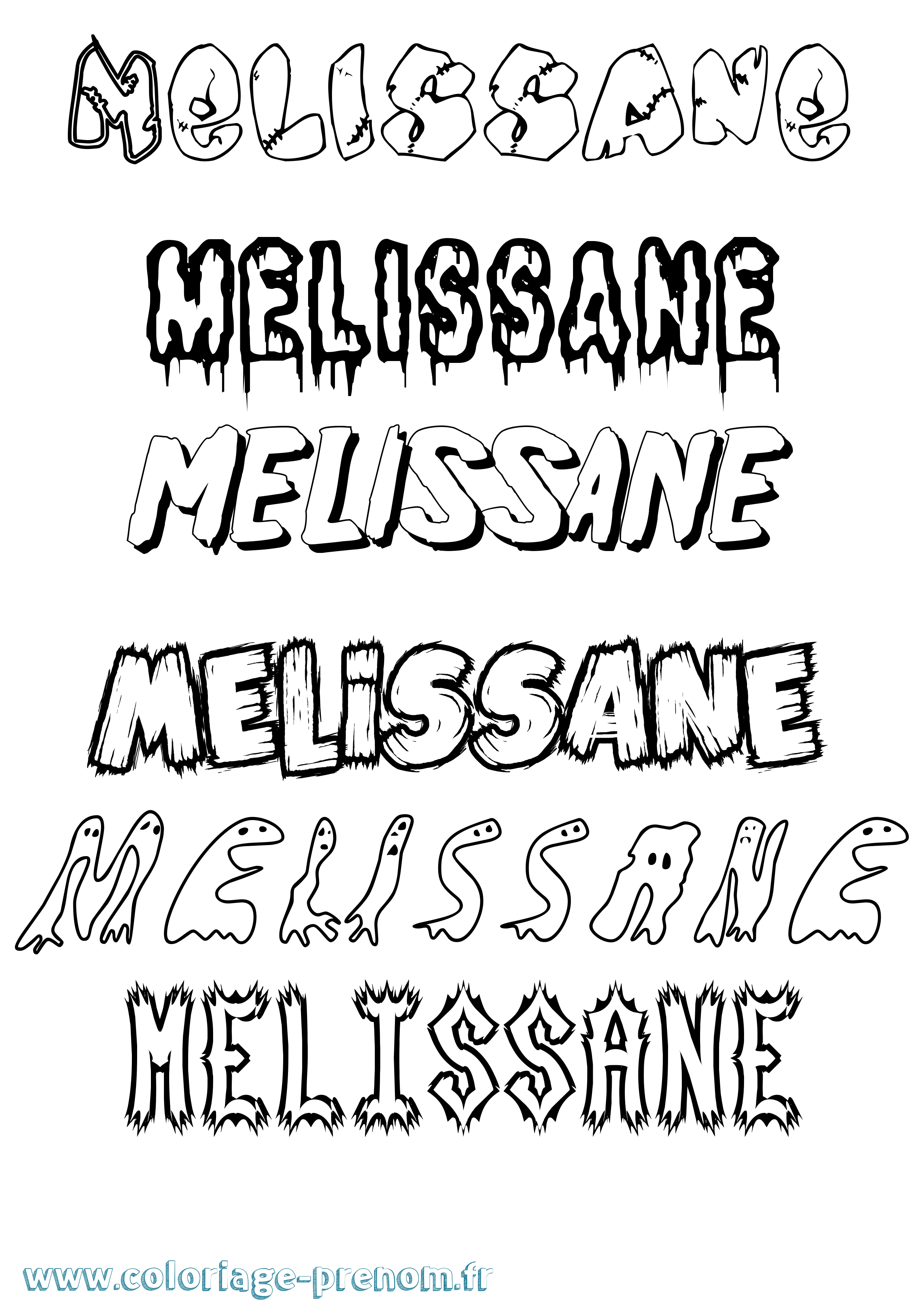 Coloriage Melissane Frisson Coloriage prénom Melissane Frisson
