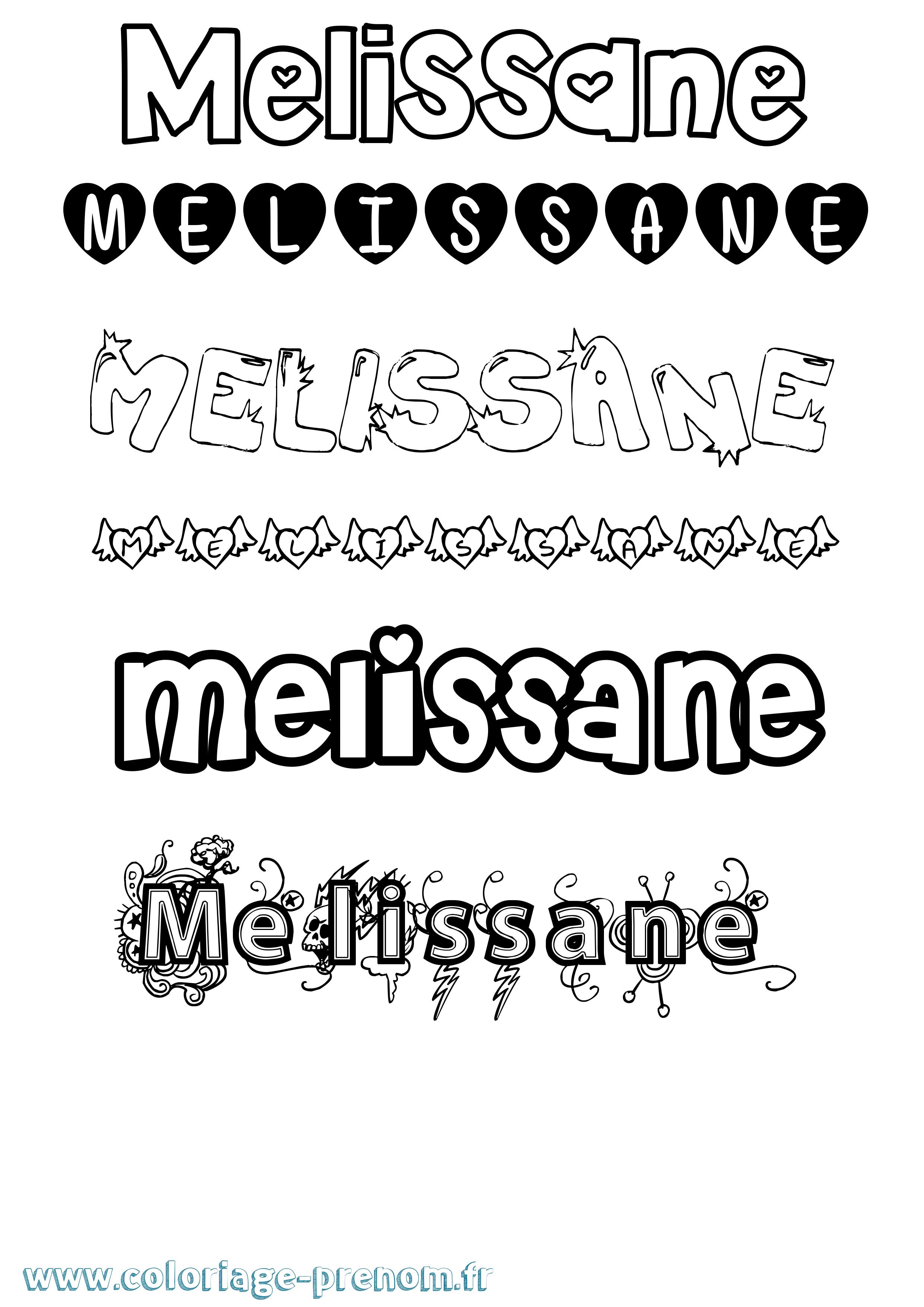 Coloriage Melissane Girly Coloriage prénom Melissane Girly