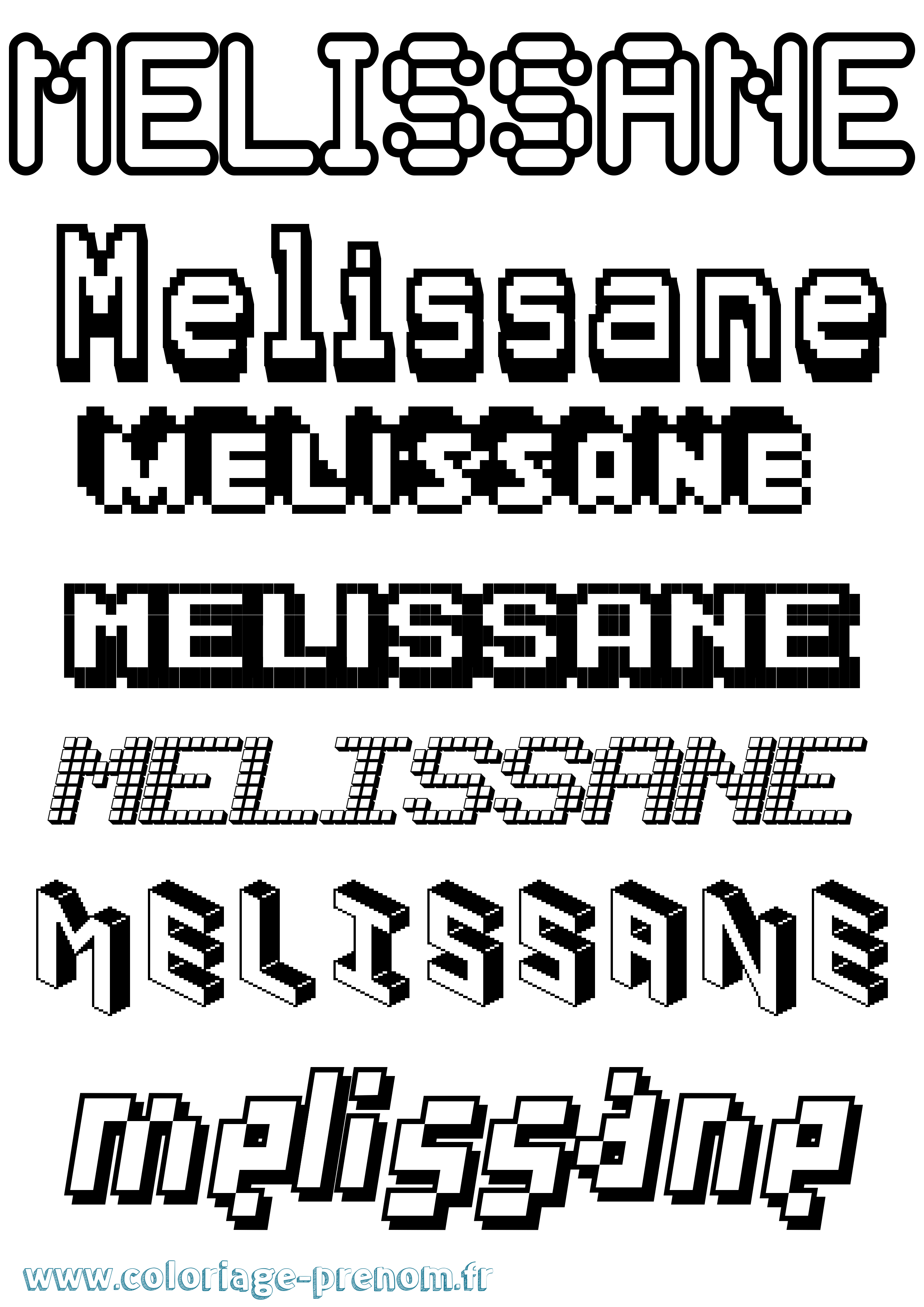 Coloriage Melissane Pixel Coloriage prénom Melissane Pixel