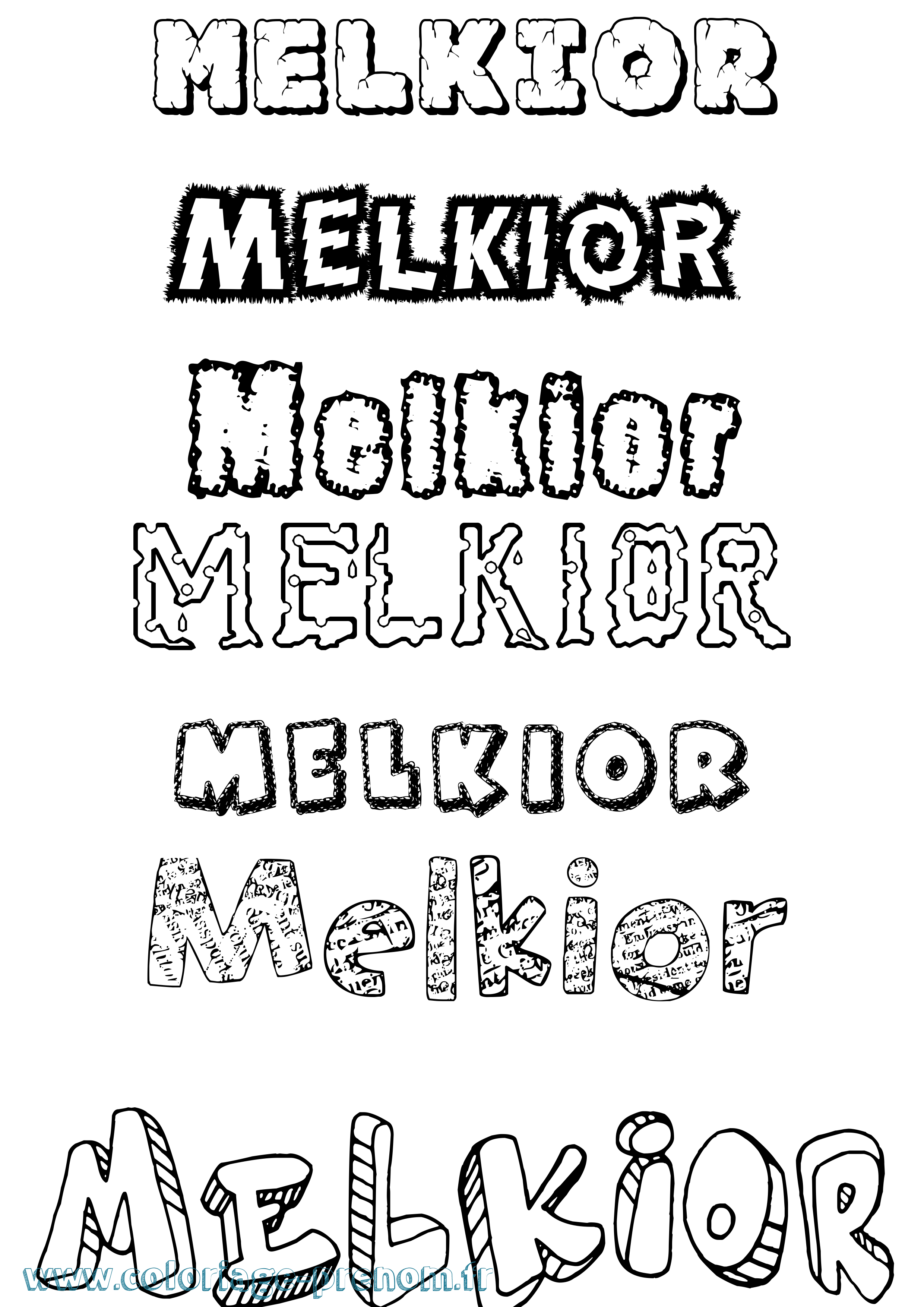 Coloriage Melkior Destructuré Coloriage prénom Melkior Destructuré