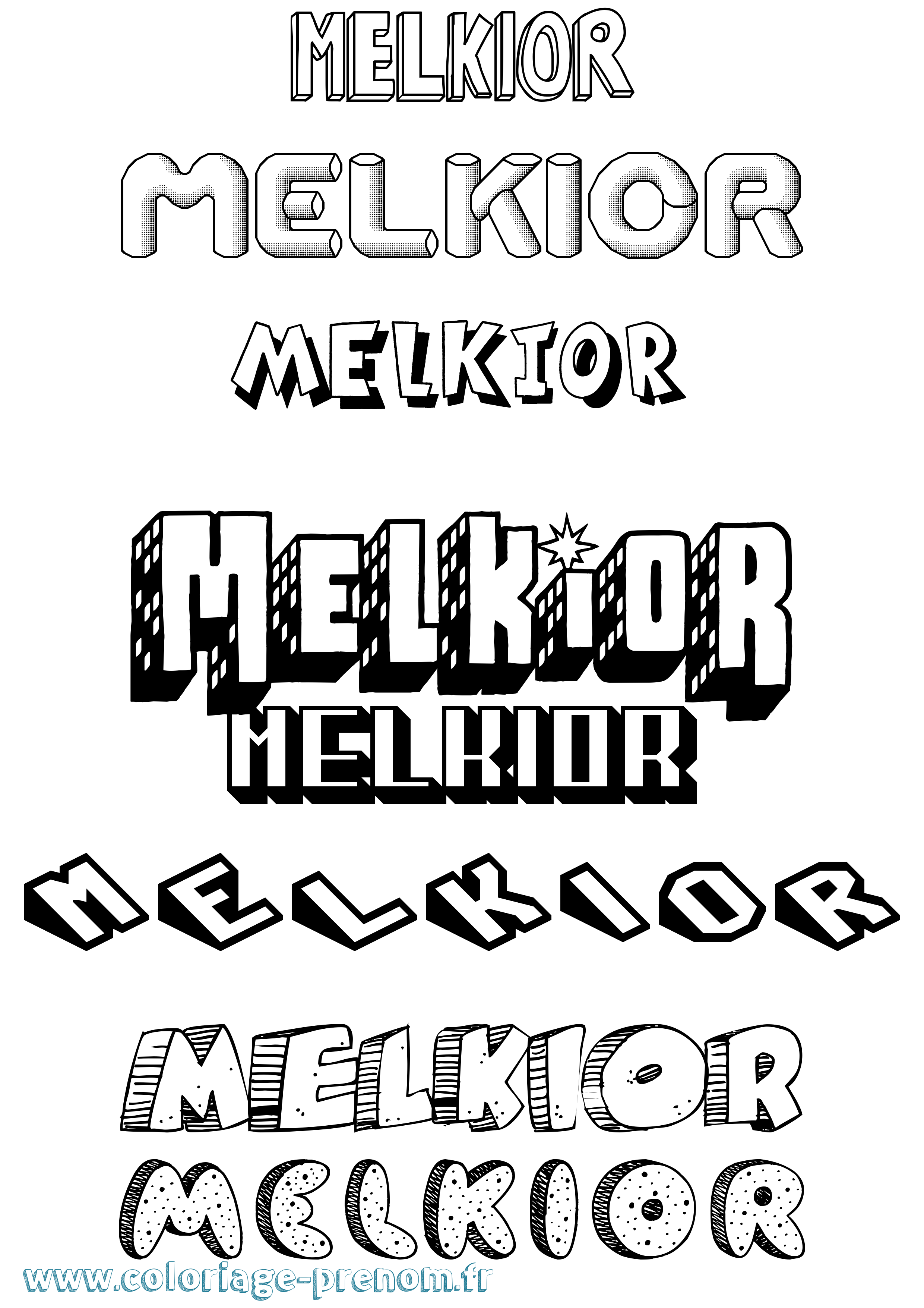 Coloriage Melkior Effet 3D Coloriage prénom Melkior Effet 3D