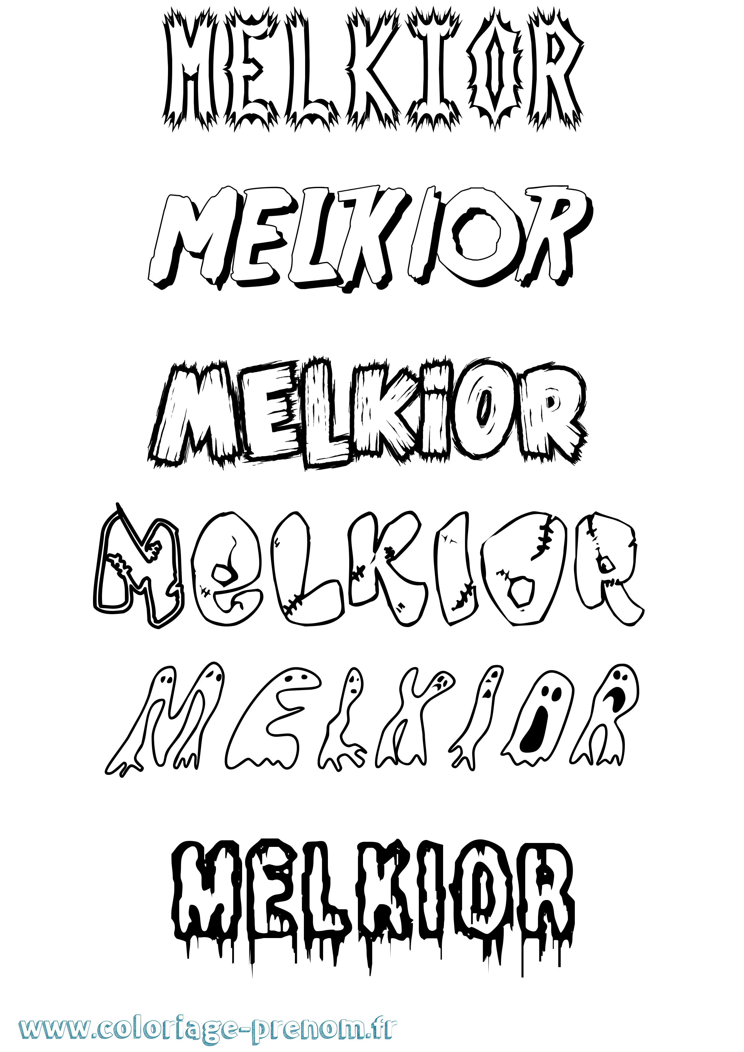 Coloriage Melkior Frisson Coloriage prénom Melkior Frisson