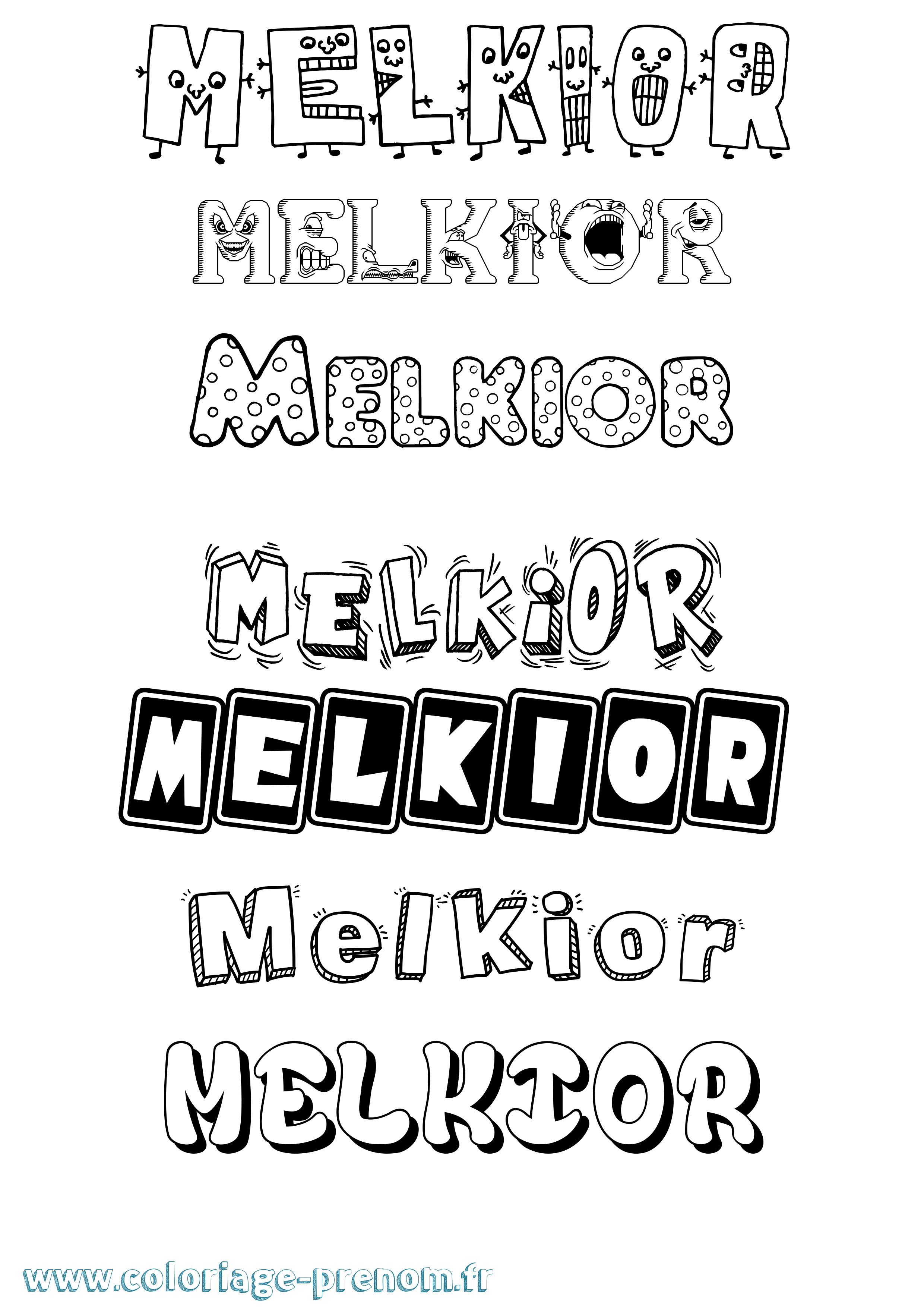 Coloriage Melkior Fun Coloriage prénom Melkior Fun