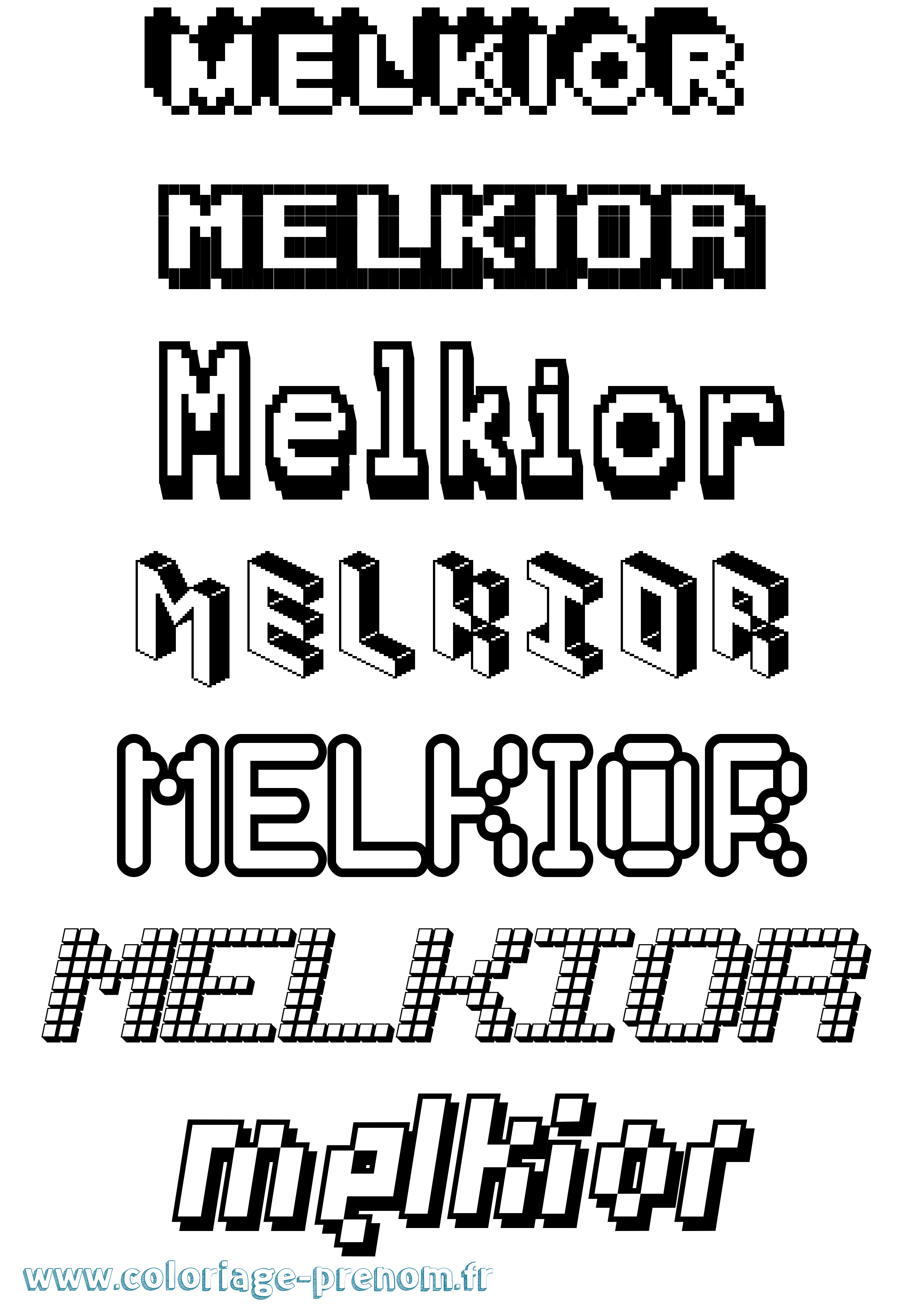Coloriage Melkior Pixel Coloriage prénom Melkior Pixel