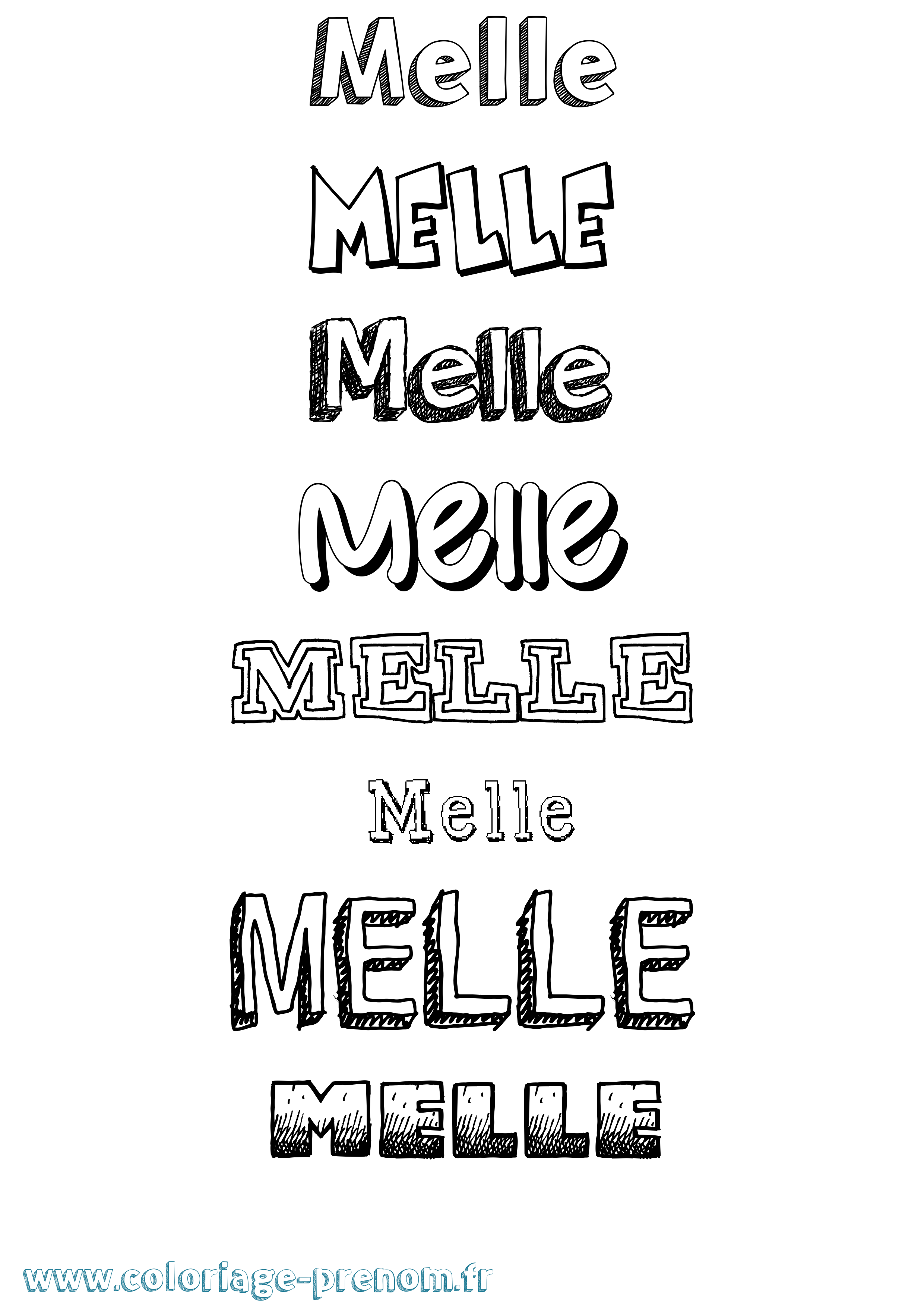 Coloriage Melle Dessiné Coloriage prénom Melle Dessiné