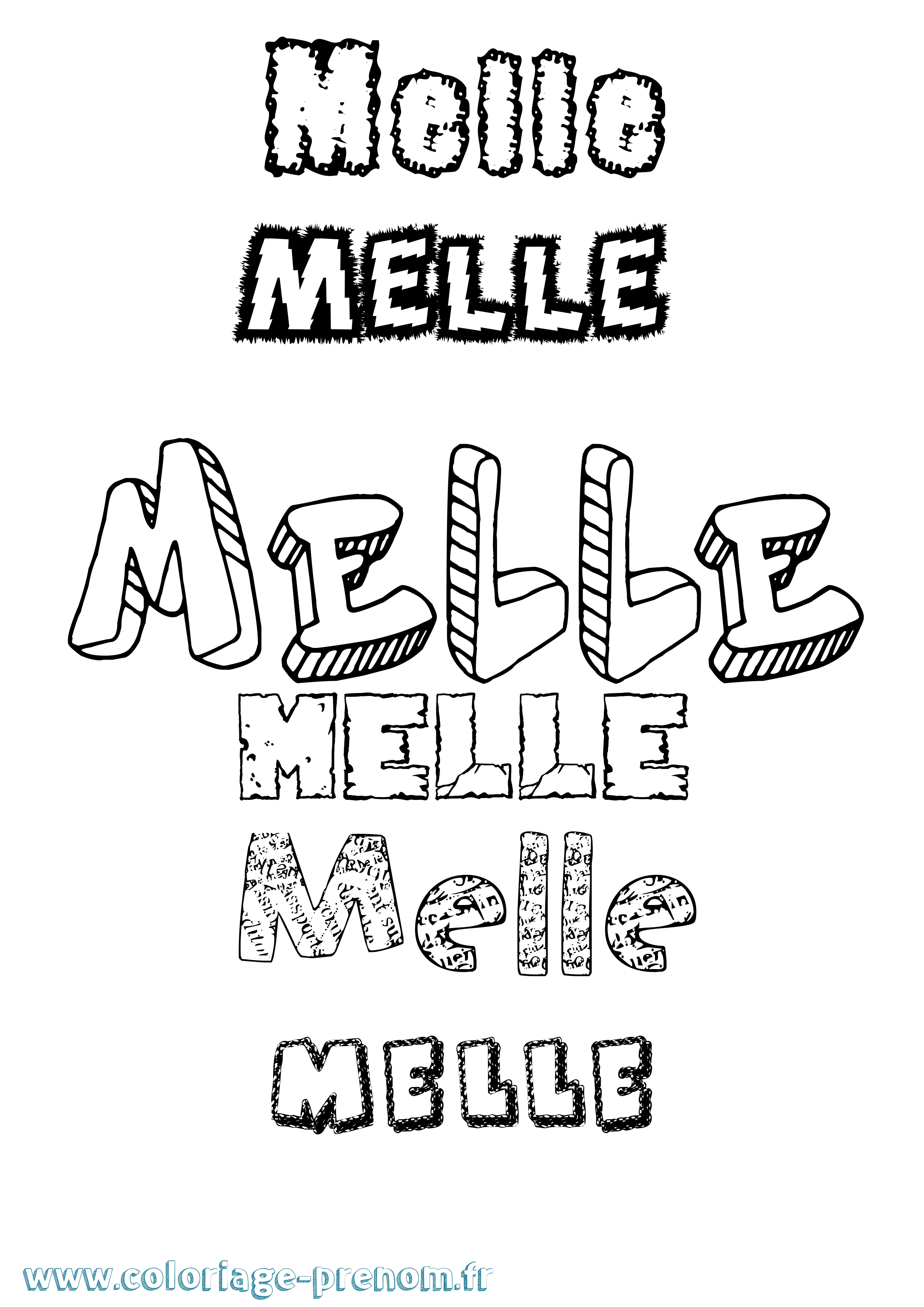 Coloriage Melle Destructuré Coloriage prénom Melle Destructuré
