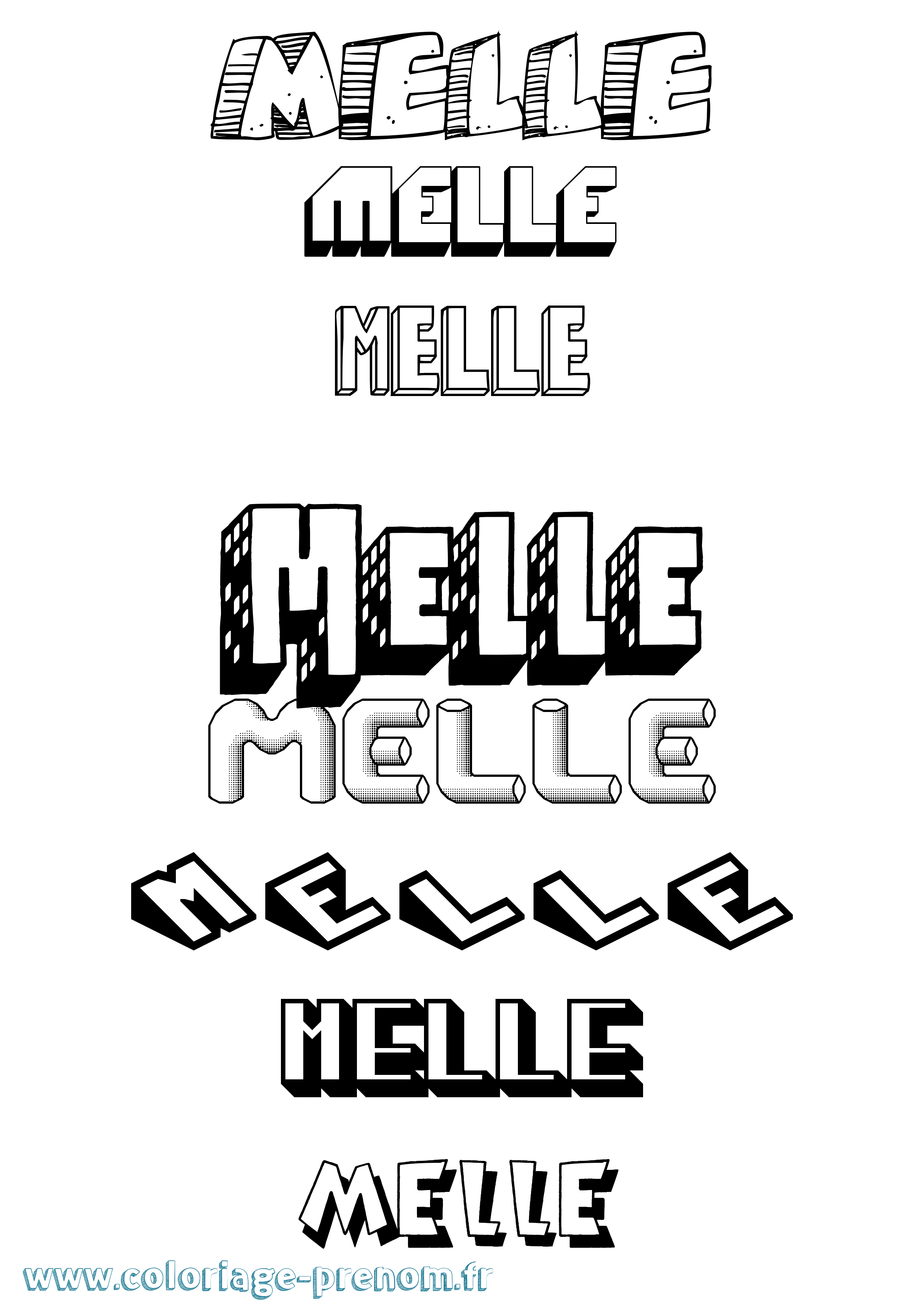 Coloriage Melle Effet 3D Coloriage prénom Melle Effet 3D