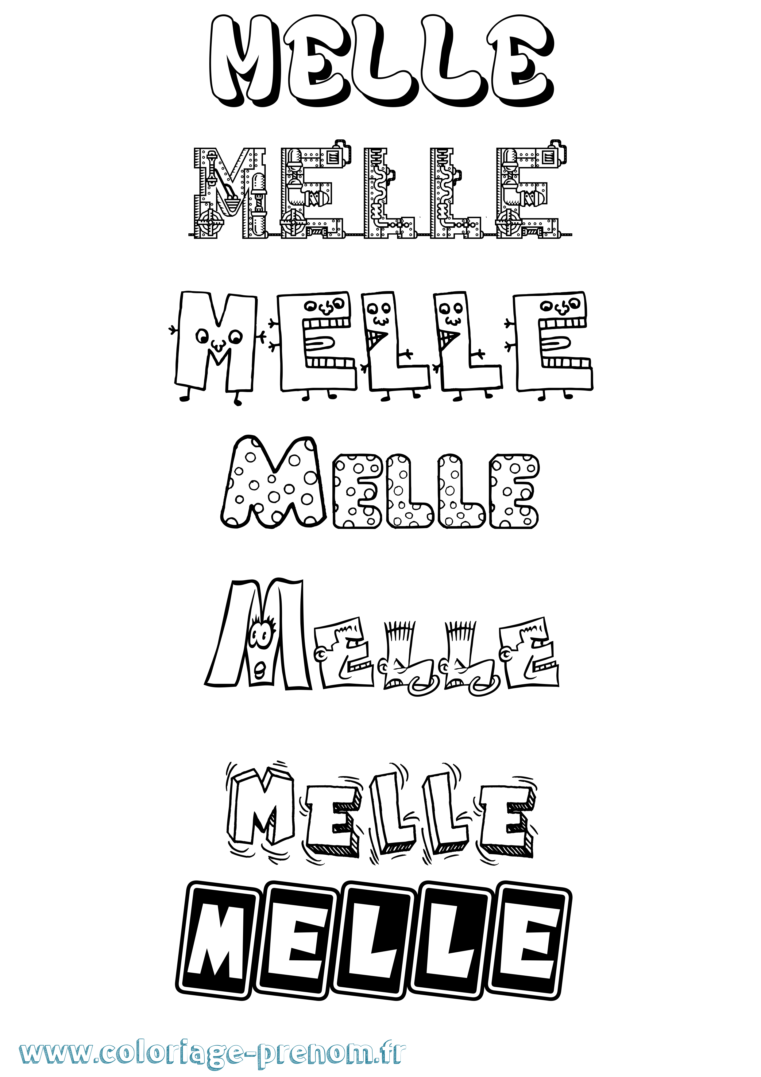 Coloriage Melle Fun Coloriage prénom Melle Fun