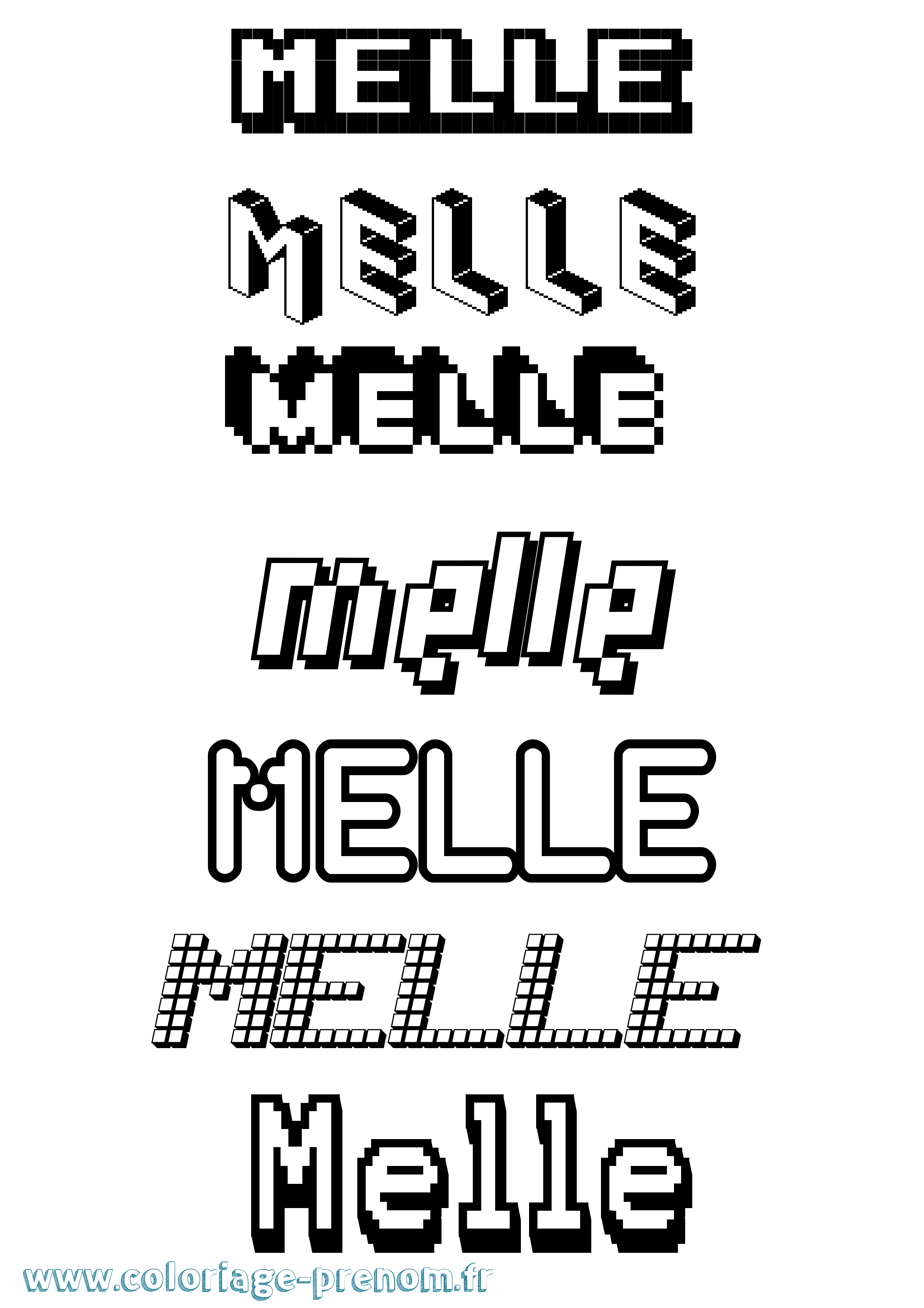 Coloriage Melle Pixel Coloriage prénom Melle Pixel