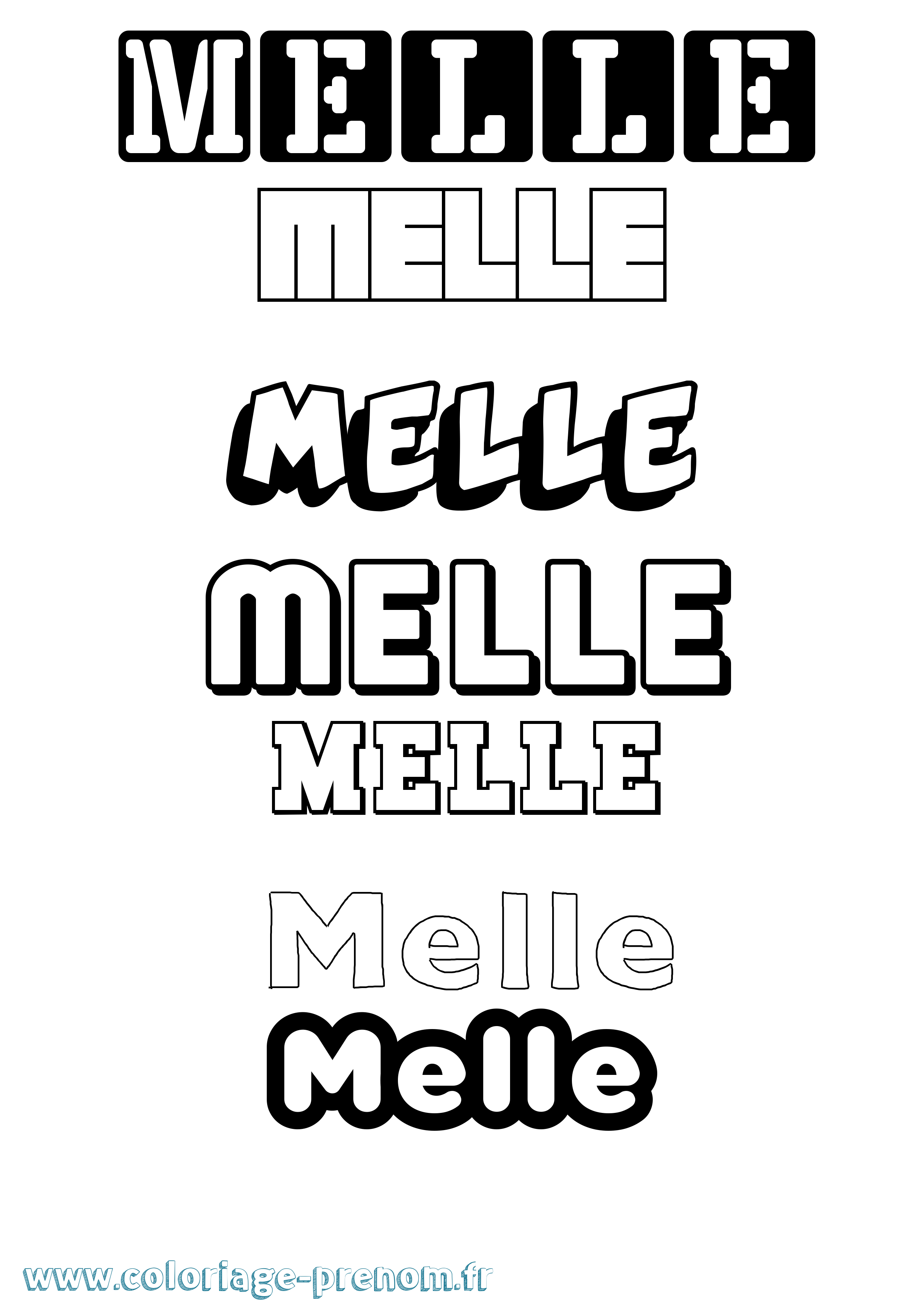 Coloriage Melle Simple Coloriage prénom Melle Simple