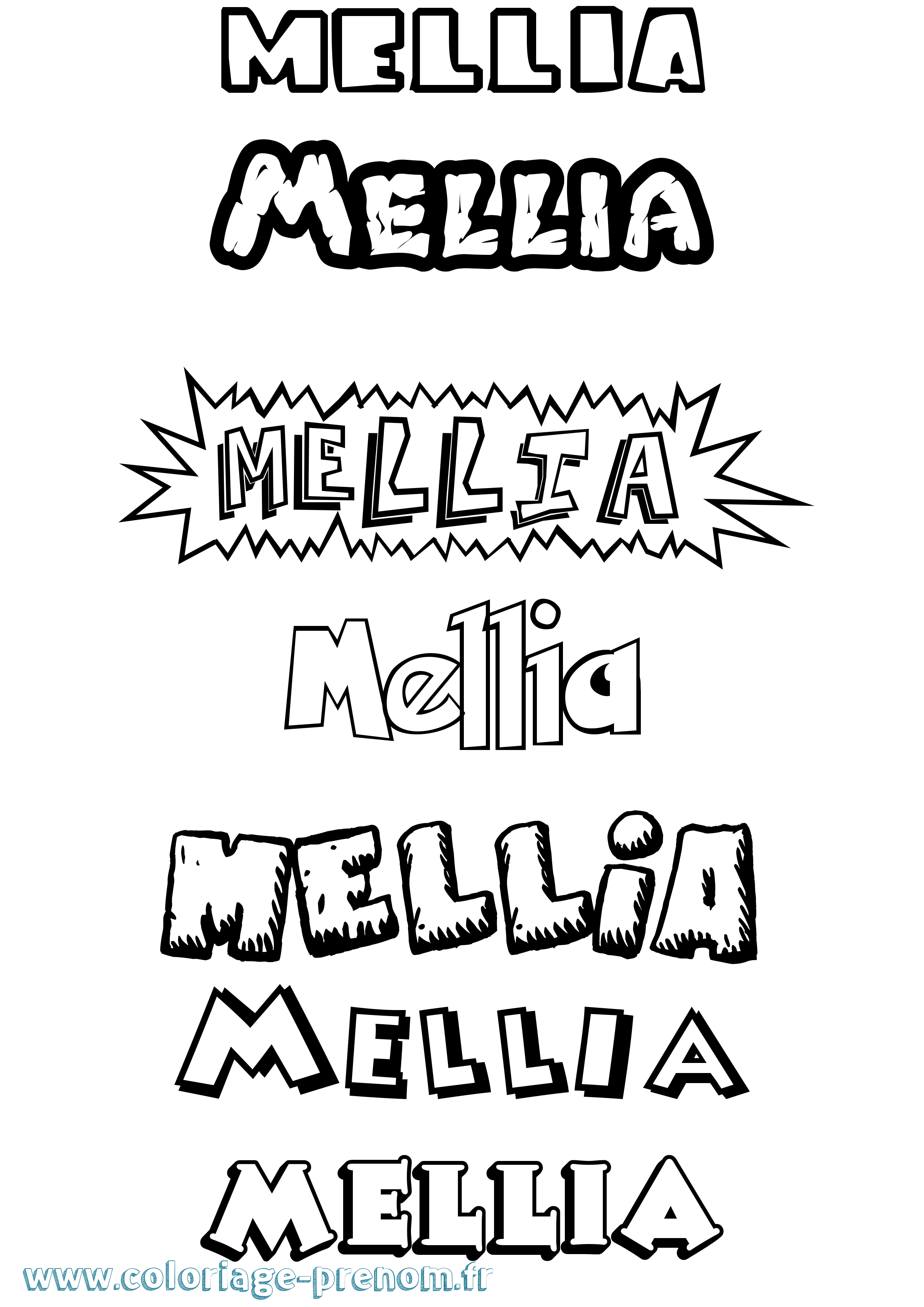 Coloriage Mellia Dessin Animé Coloriage prénom Mellia Dessin Animé