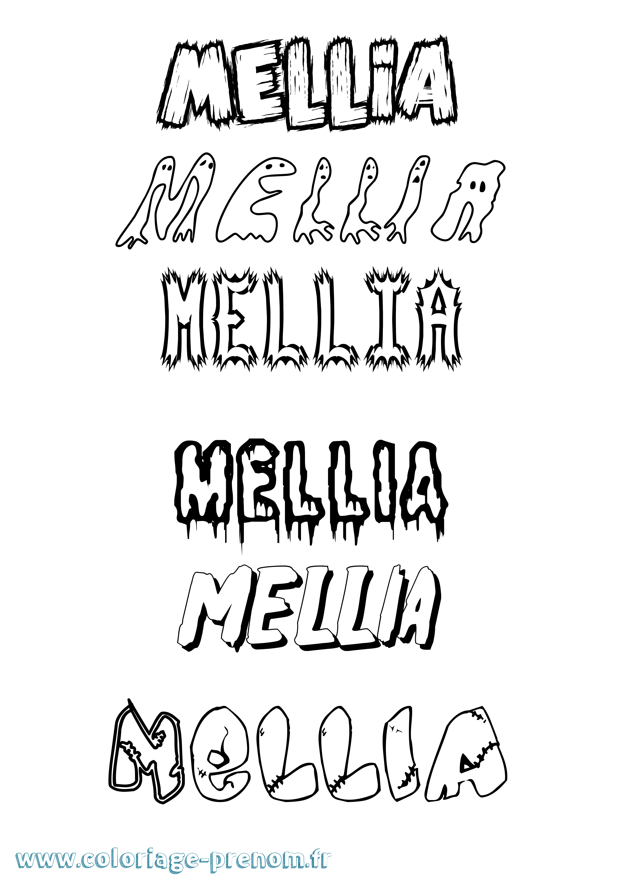 Coloriage Mellia Frisson Coloriage prénom Mellia Frisson