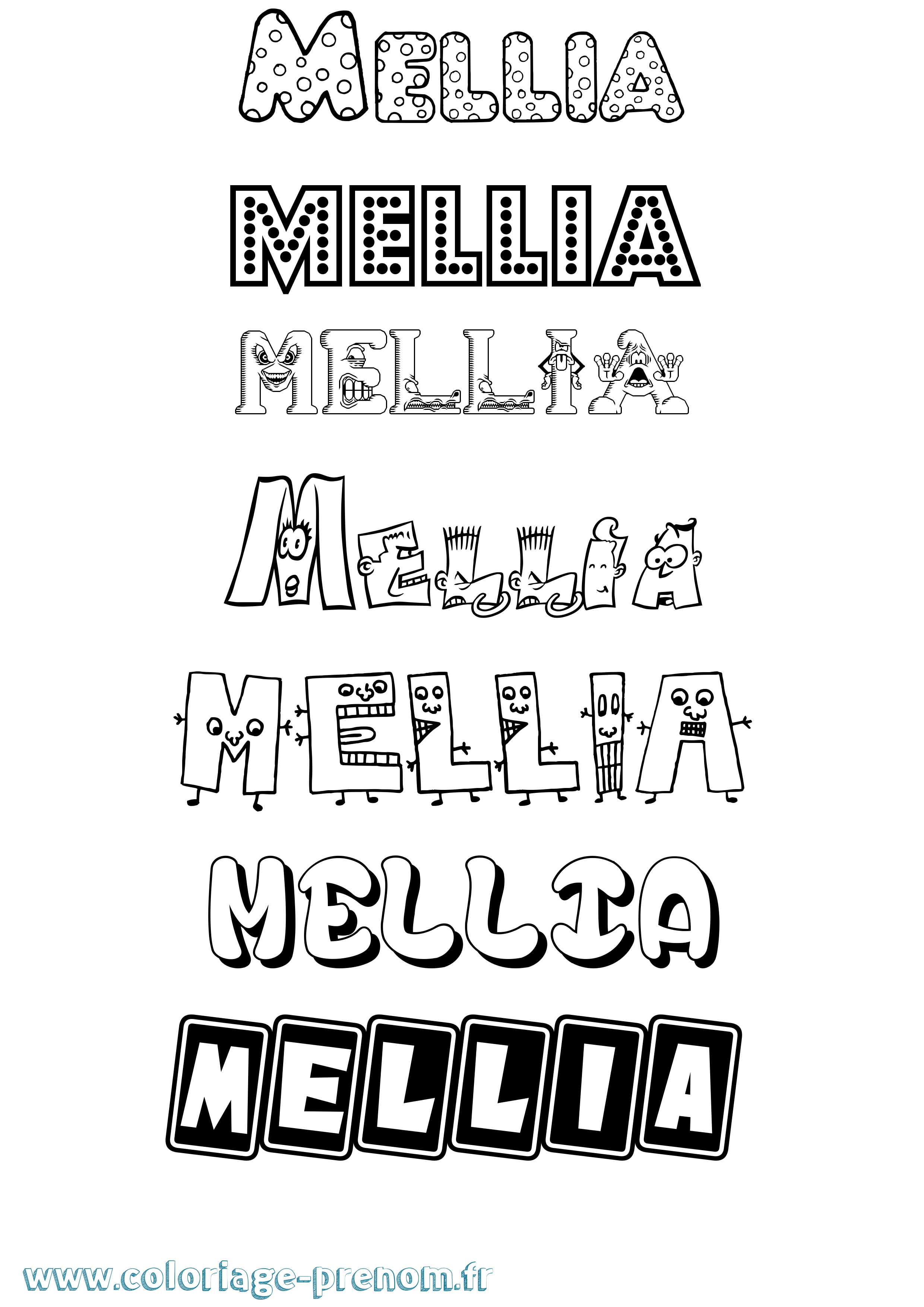 Coloriage Mellia Fun Coloriage prénom Mellia Fun