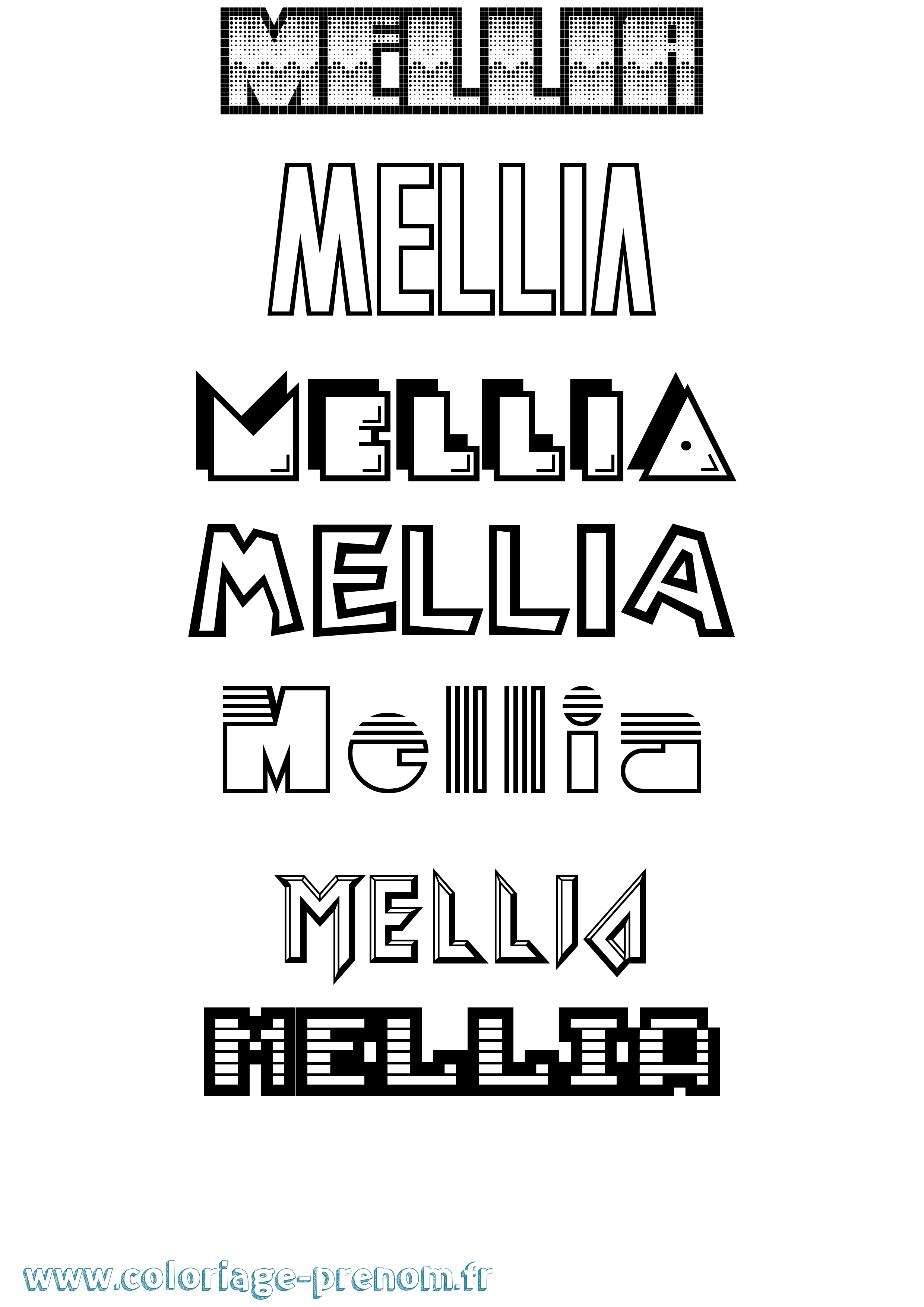 Coloriage Mellia Jeux Vidéos Coloriage prénom Mellia Jeux Vidéos