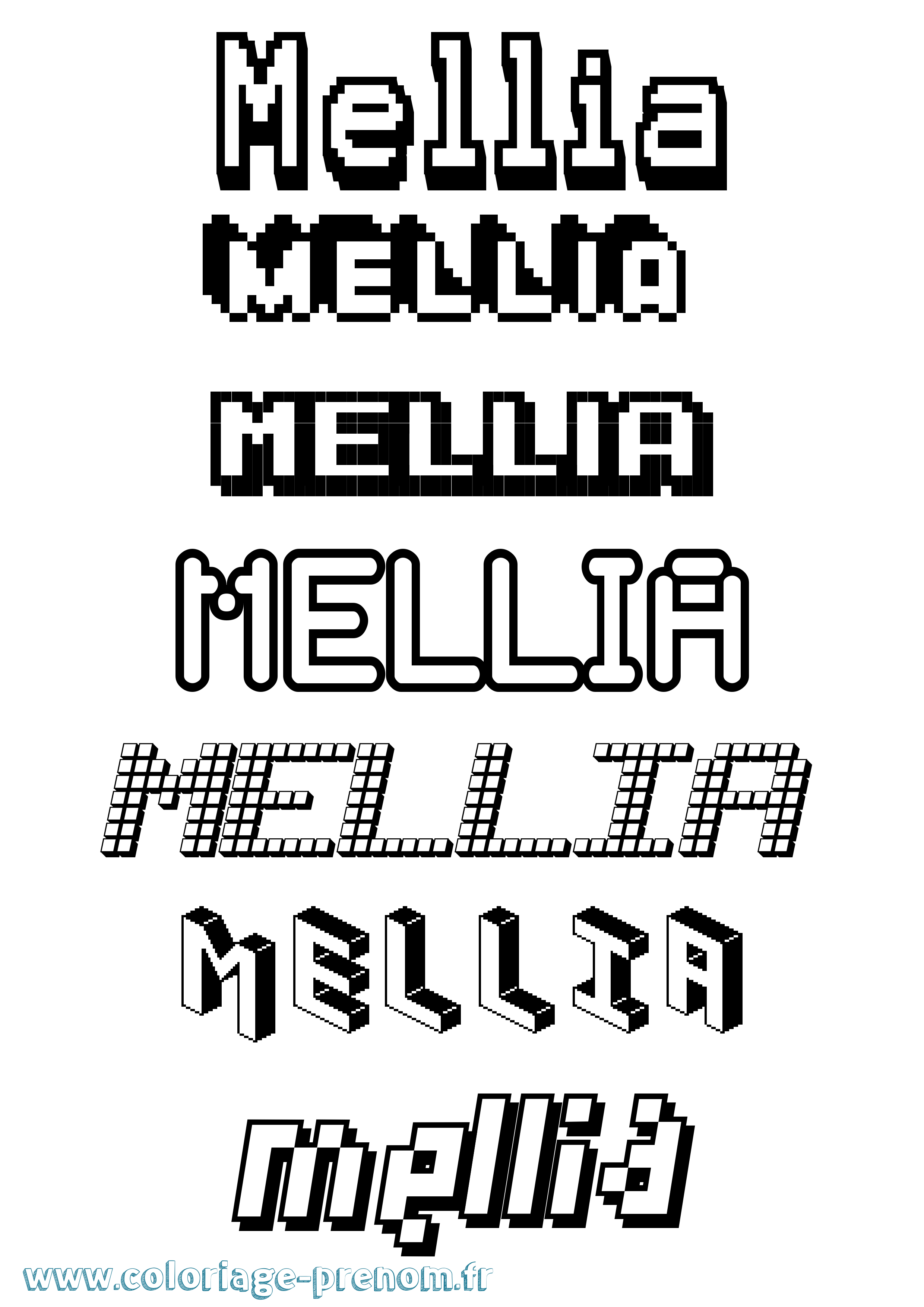Coloriage Mellia Pixel Coloriage prénom Mellia Pixel