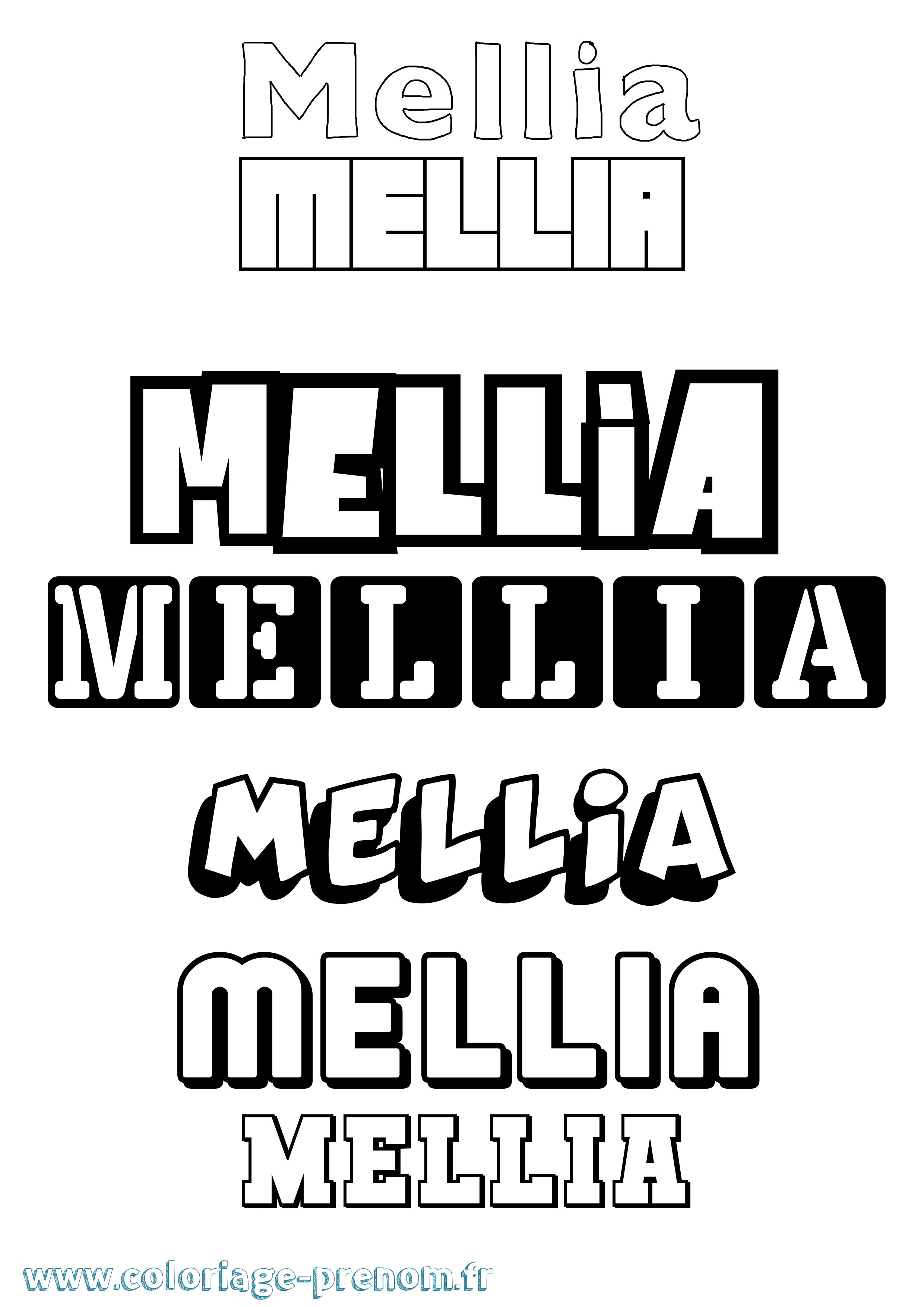 Coloriage Mellia Simple Coloriage prénom Mellia Simple