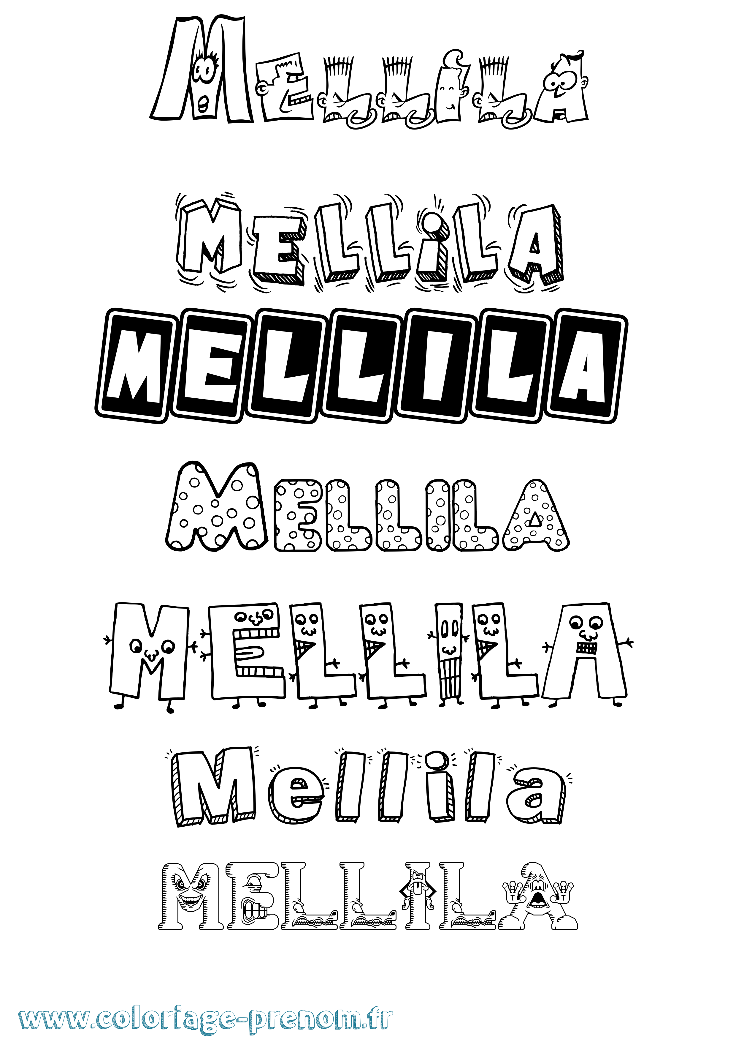 Coloriage Mellila Fun Coloriage prénom Mellila Fun