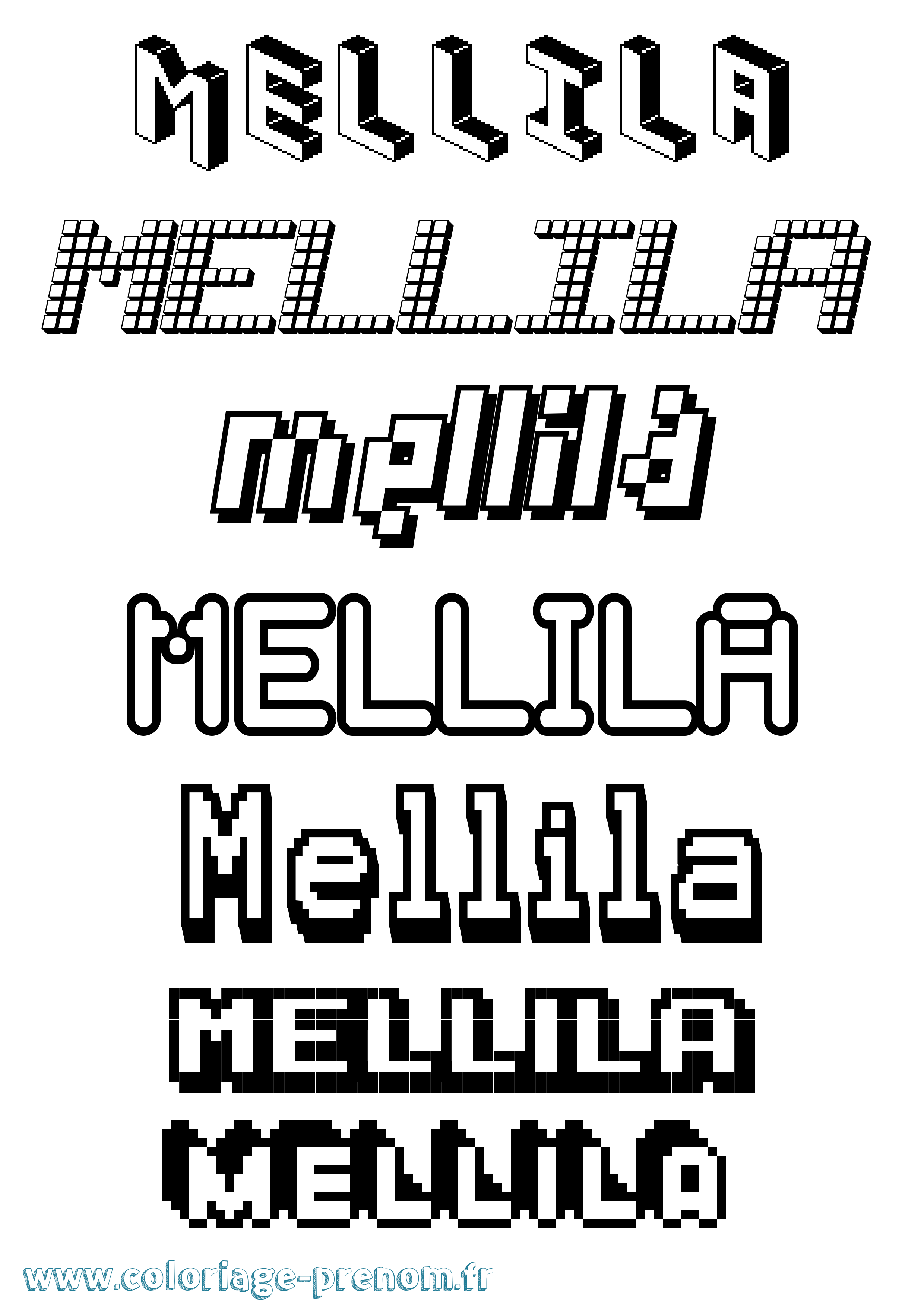 Coloriage Mellila Pixel Coloriage prénom Mellila Pixel
