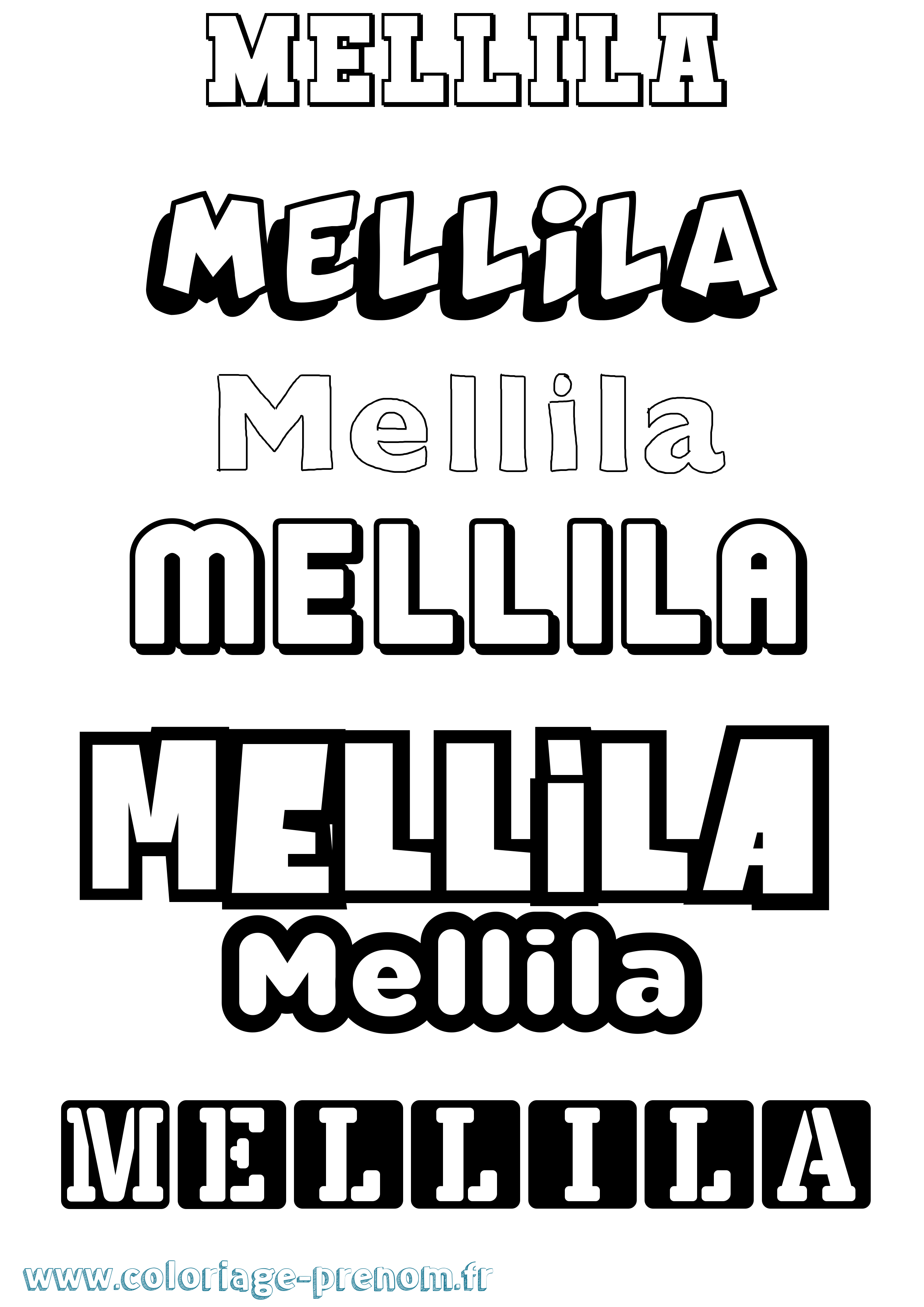 Coloriage Mellila Simple Coloriage prénom Mellila Simple