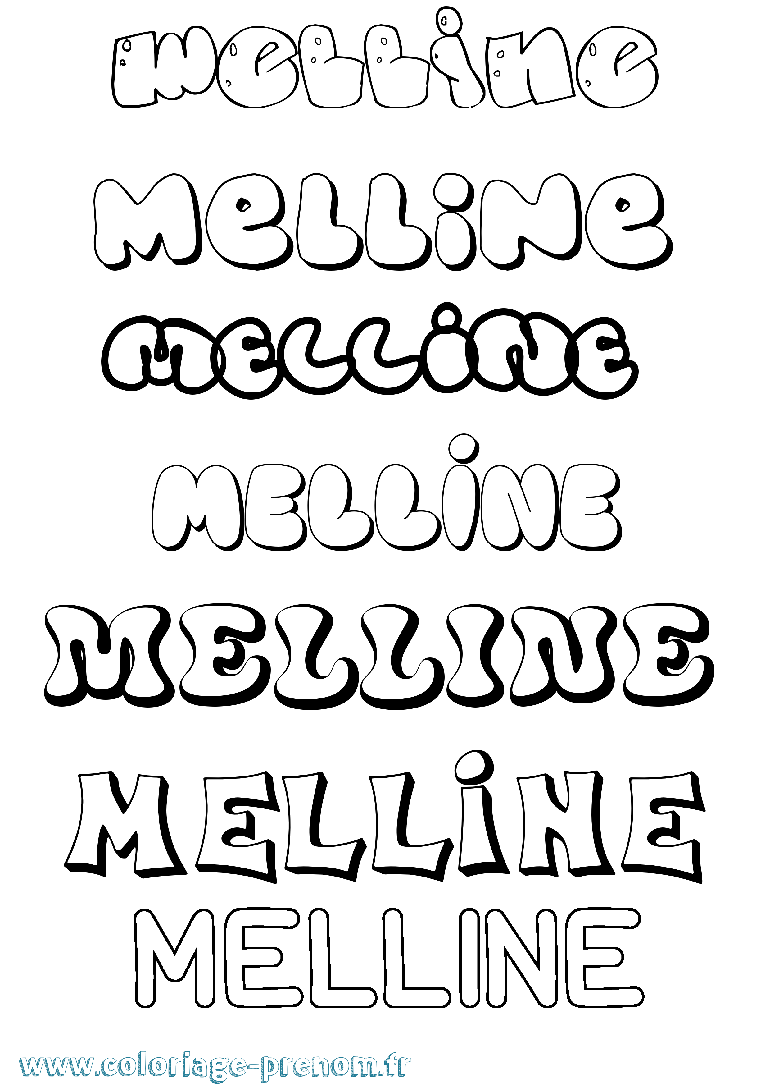 Coloriage Melline Bubble Coloriage prénom Melline Bubble
