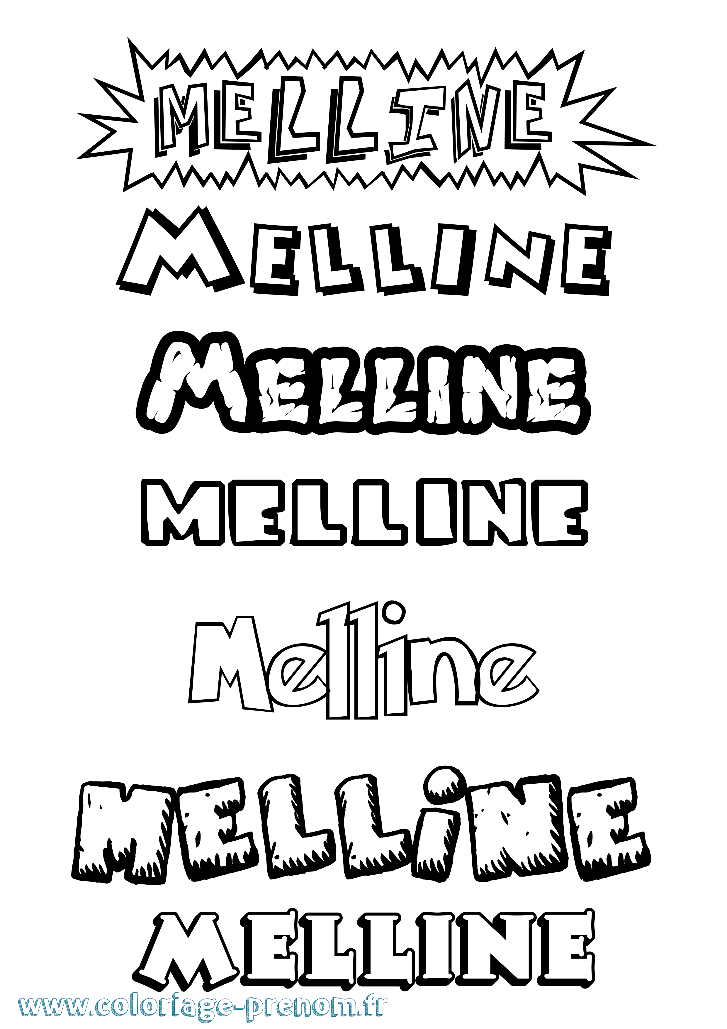 Coloriage Melline Dessin Animé Coloriage prénom Melline Dessin Animé