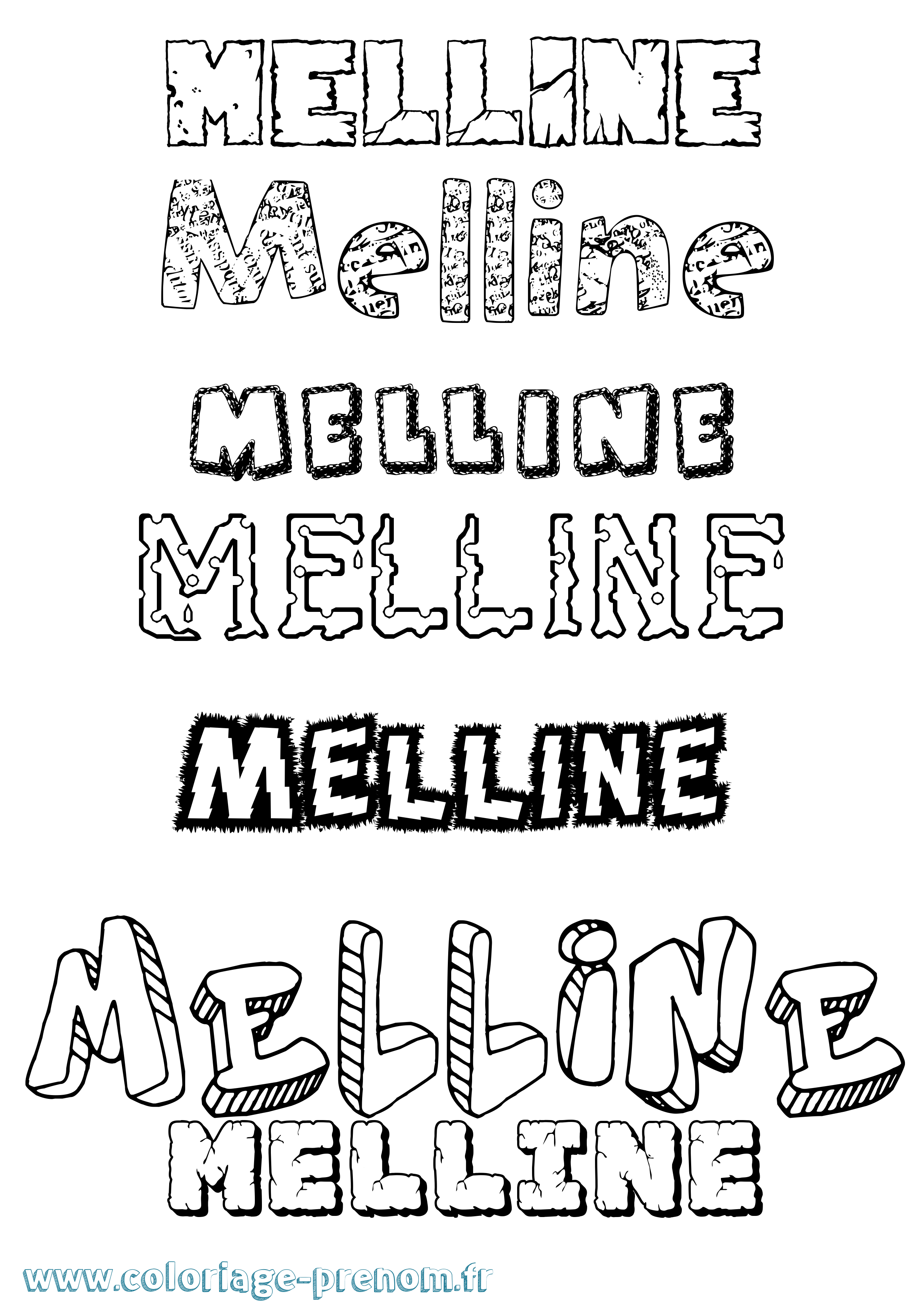 Coloriage Melline Destructuré Coloriage prénom Melline Destructuré
