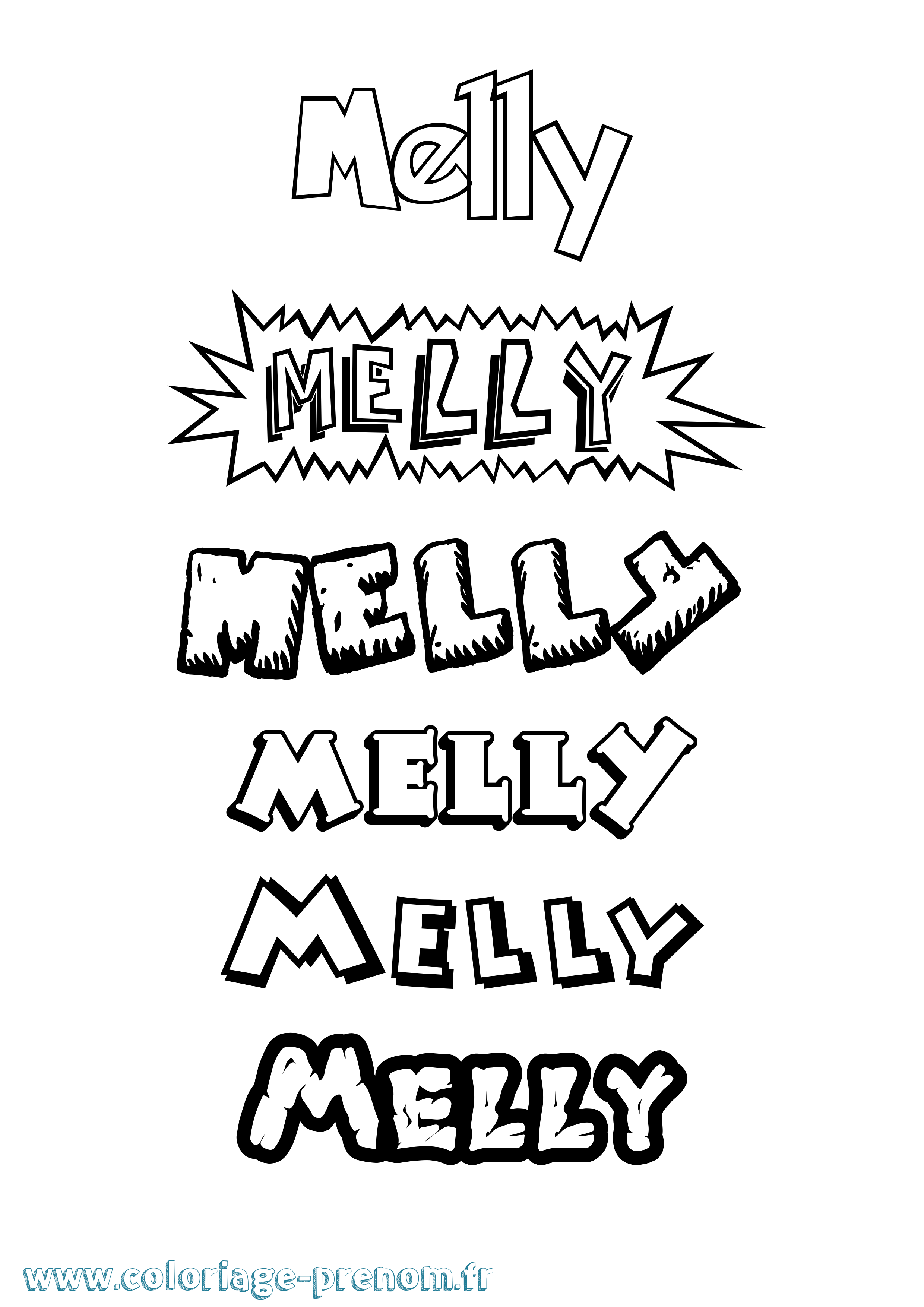 Coloriage Melly Dessin Animé Coloriage prénom Melly Dessin Animé
