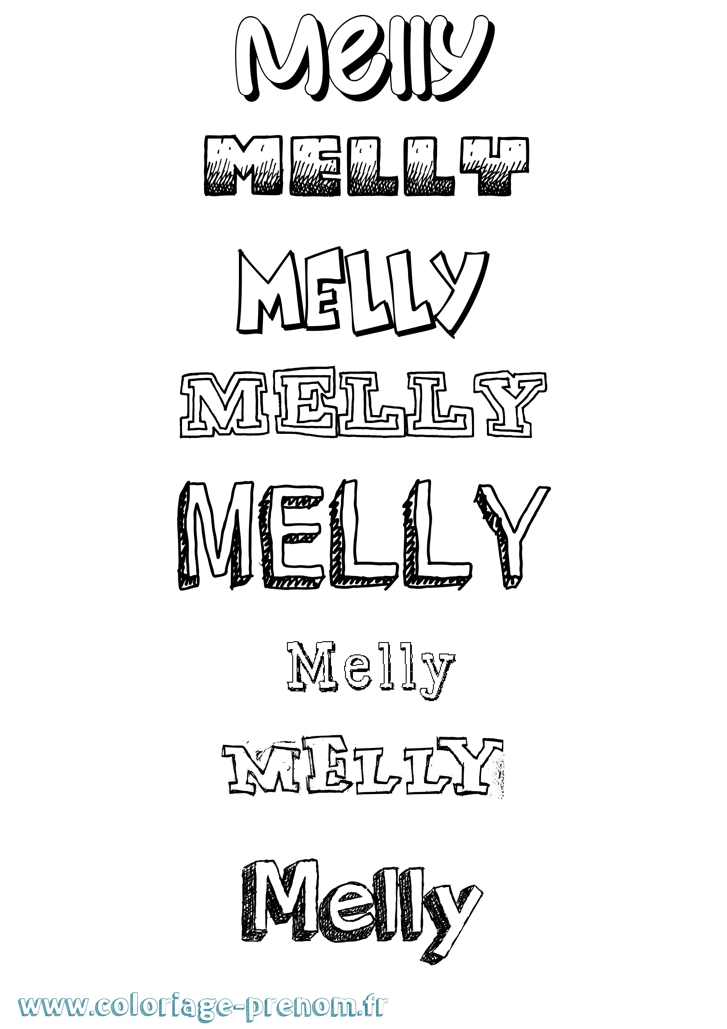 Coloriage Melly Dessiné Coloriage prénom Melly Dessiné