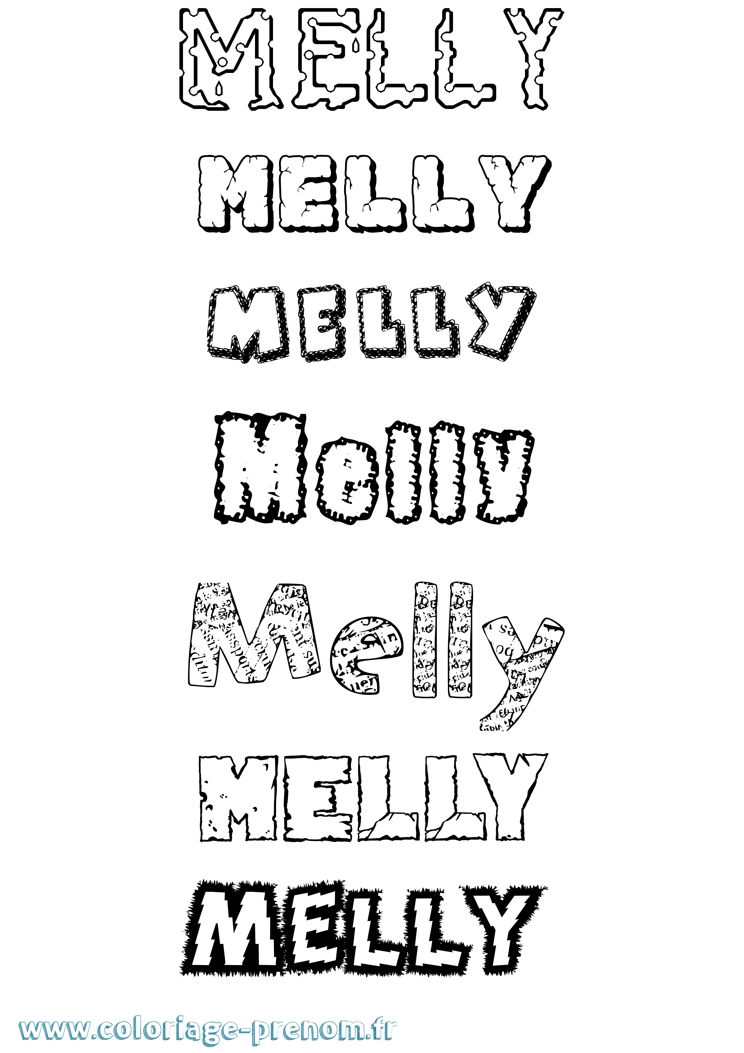 Coloriage Melly Destructuré Coloriage prénom Melly Destructuré
