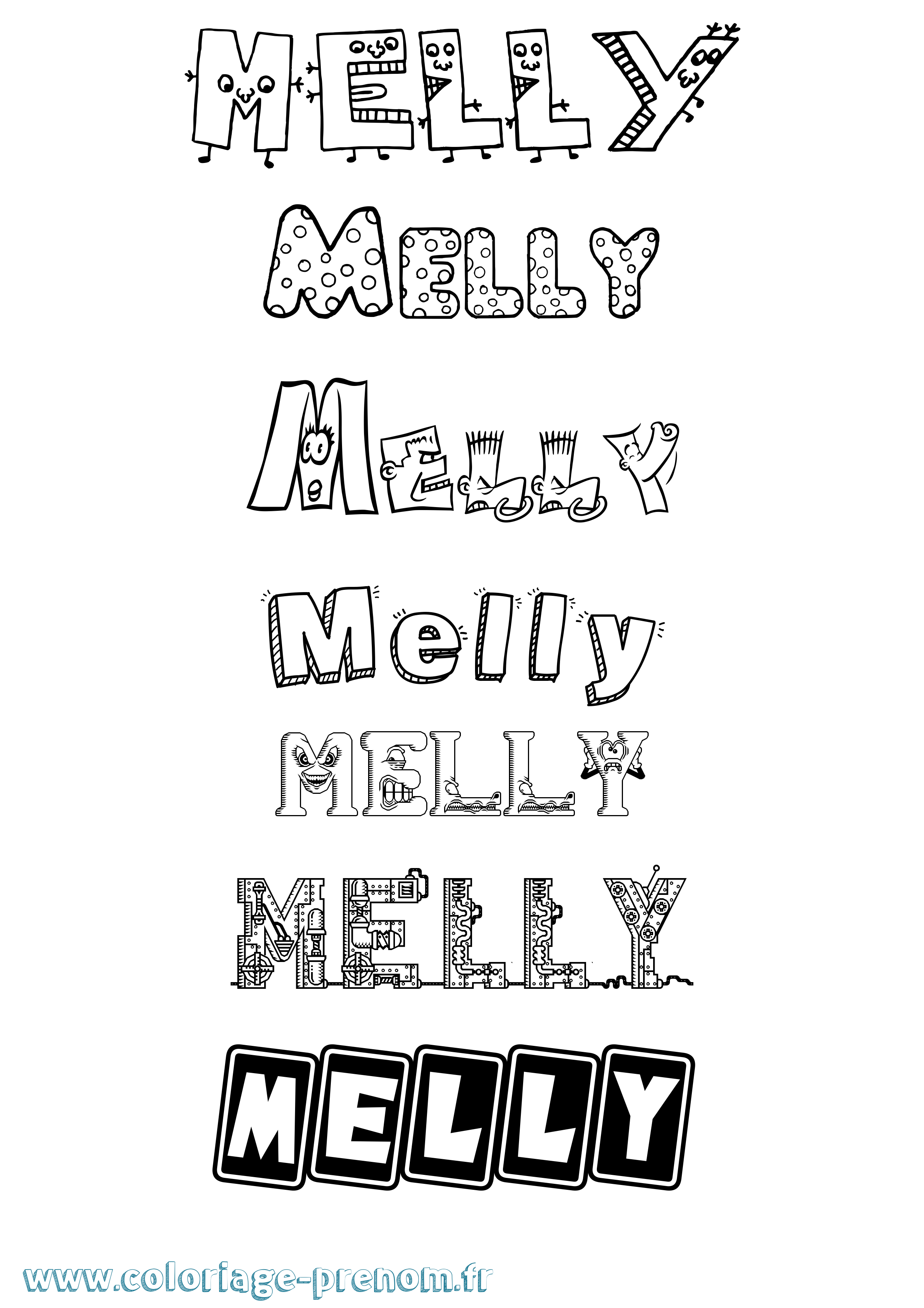 Coloriage Melly Fun Coloriage prénom Melly Fun