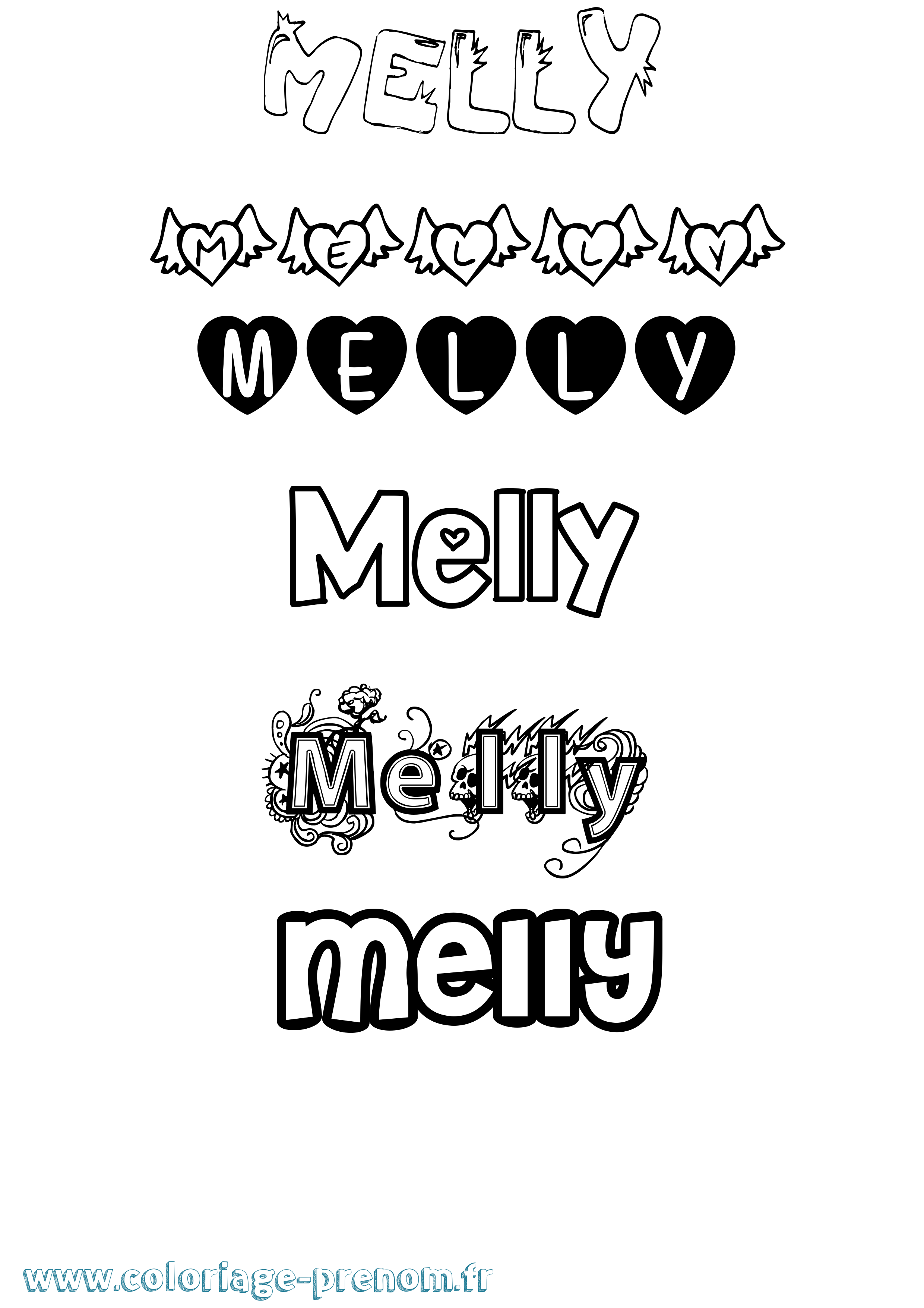 Coloriage Melly Girly Coloriage prénom Melly Girly
