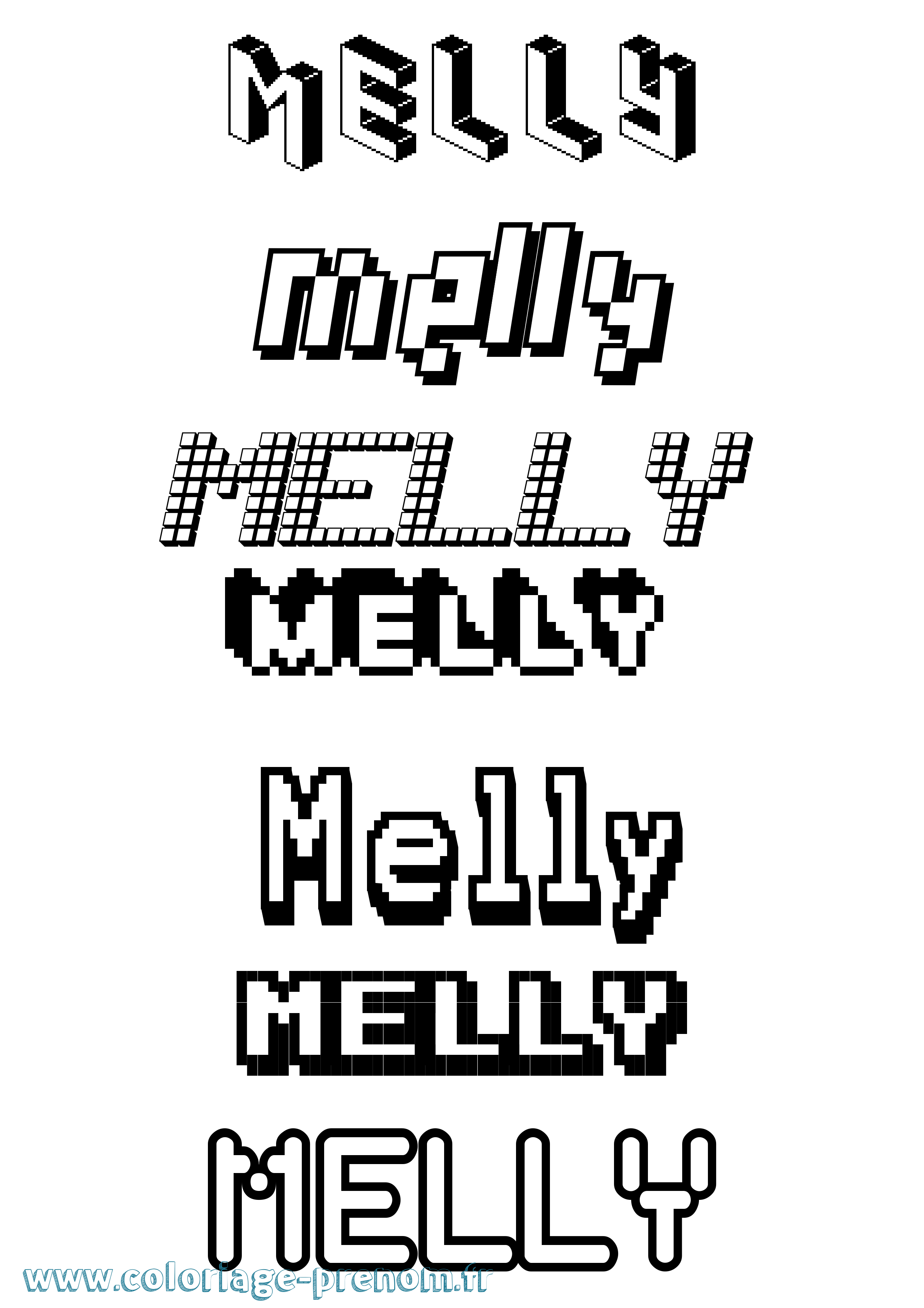 Coloriage Melly Pixel Coloriage prénom Melly Pixel